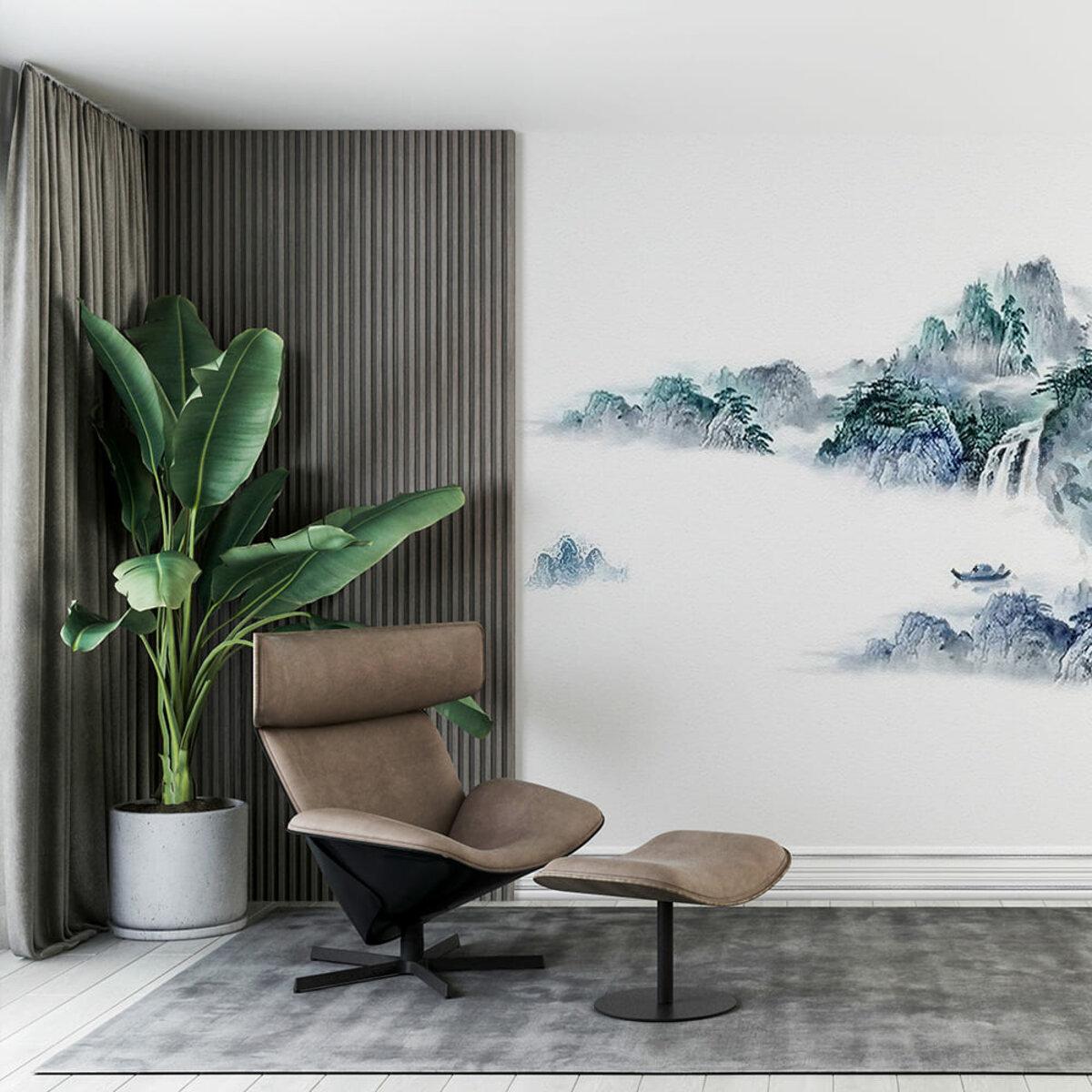 Интерьер с самоклеящимся плинтусом 140 мм белый с фольгой — самоклеющийся плинтус для стен