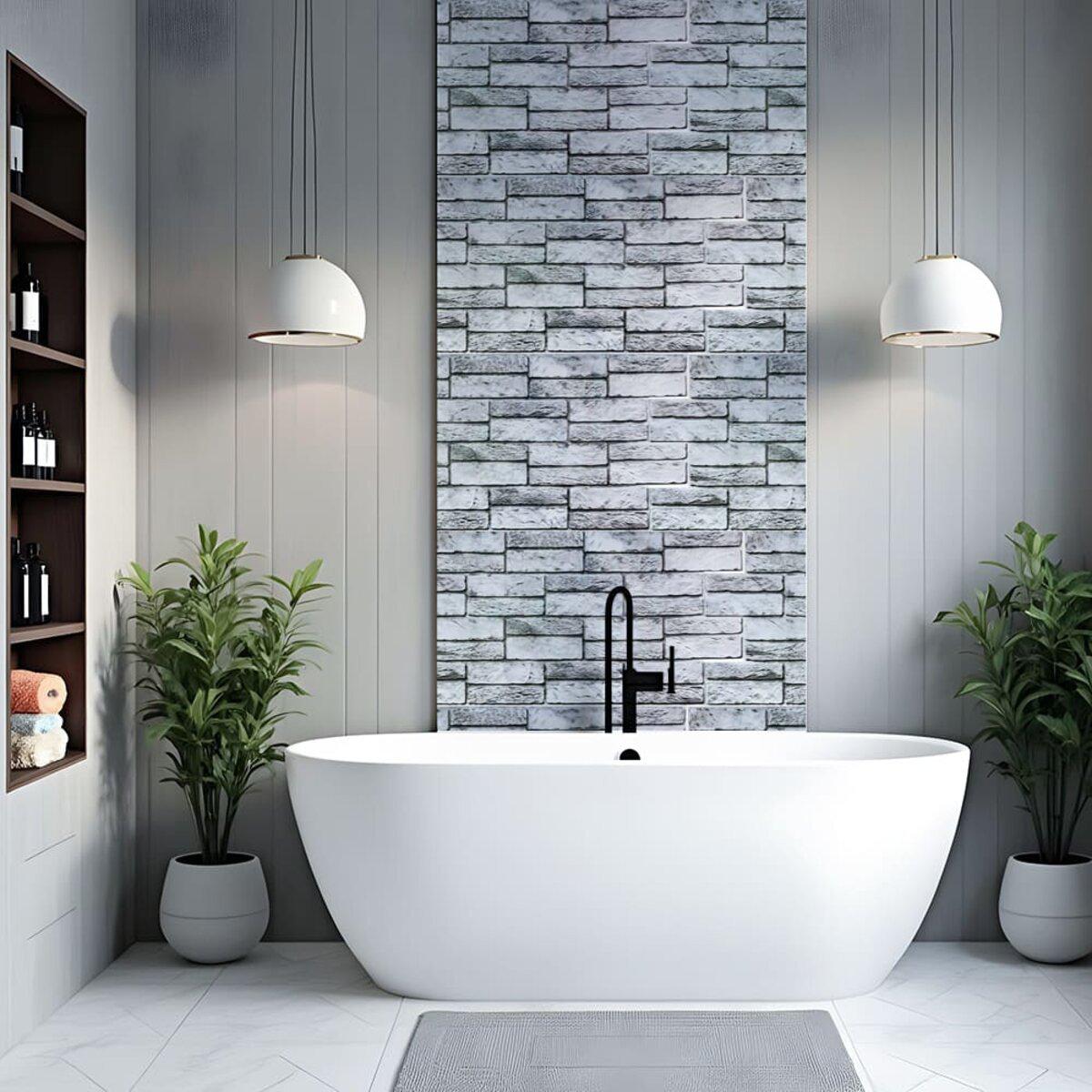 ПВХ панель 960x480 в интерьере ванной — панели ПВХ для ванной комнаты, декоративные панели под кирпич