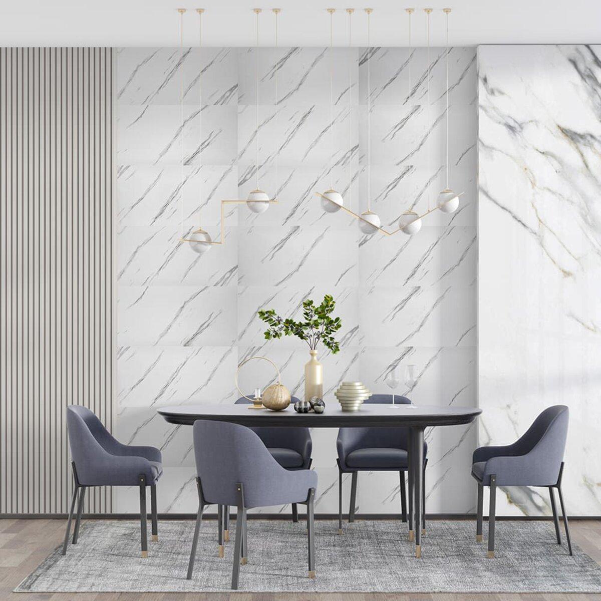 виниловая плитка под мрамор 600x300 в интерьере, самоклеящаяся плитка для стен