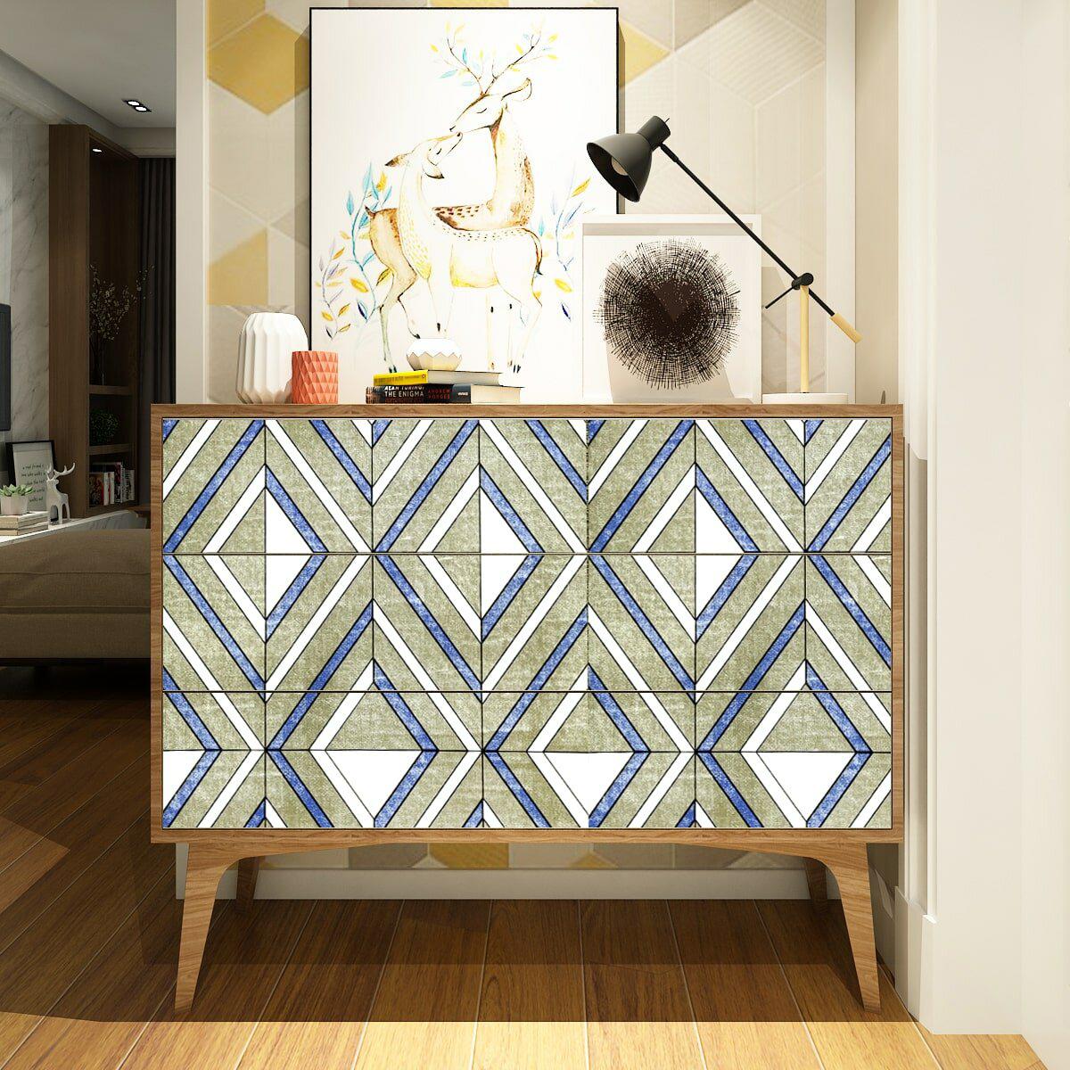 Пленка с васильковыми ромбами в интерьере — самоклеящаяся пленка для мебели