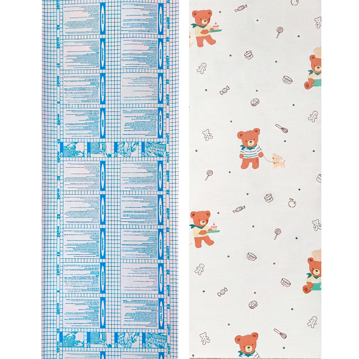 Самоклеящаяся пленка Мишка вид с обратной стороны бумажная основа с разметкой, плёнка самоклейка для дверей и мебели