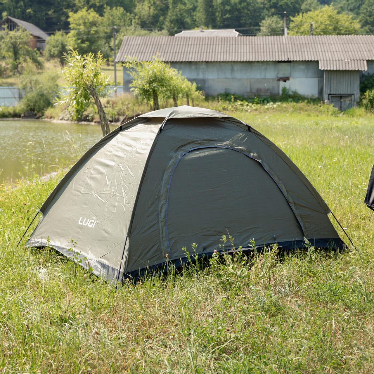 Кемпинговая двухместная палатка 200x150x120 см из водоотталкивающего материала Oxford, цвет хаки