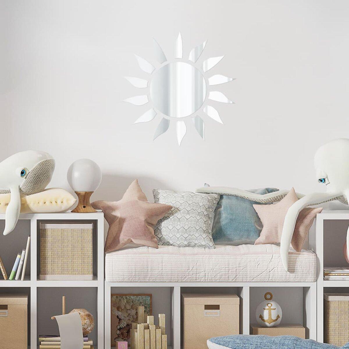 зеркальные акриловые наклейки для стен солнце 15 шт в интерьере, диаметр 265 мм