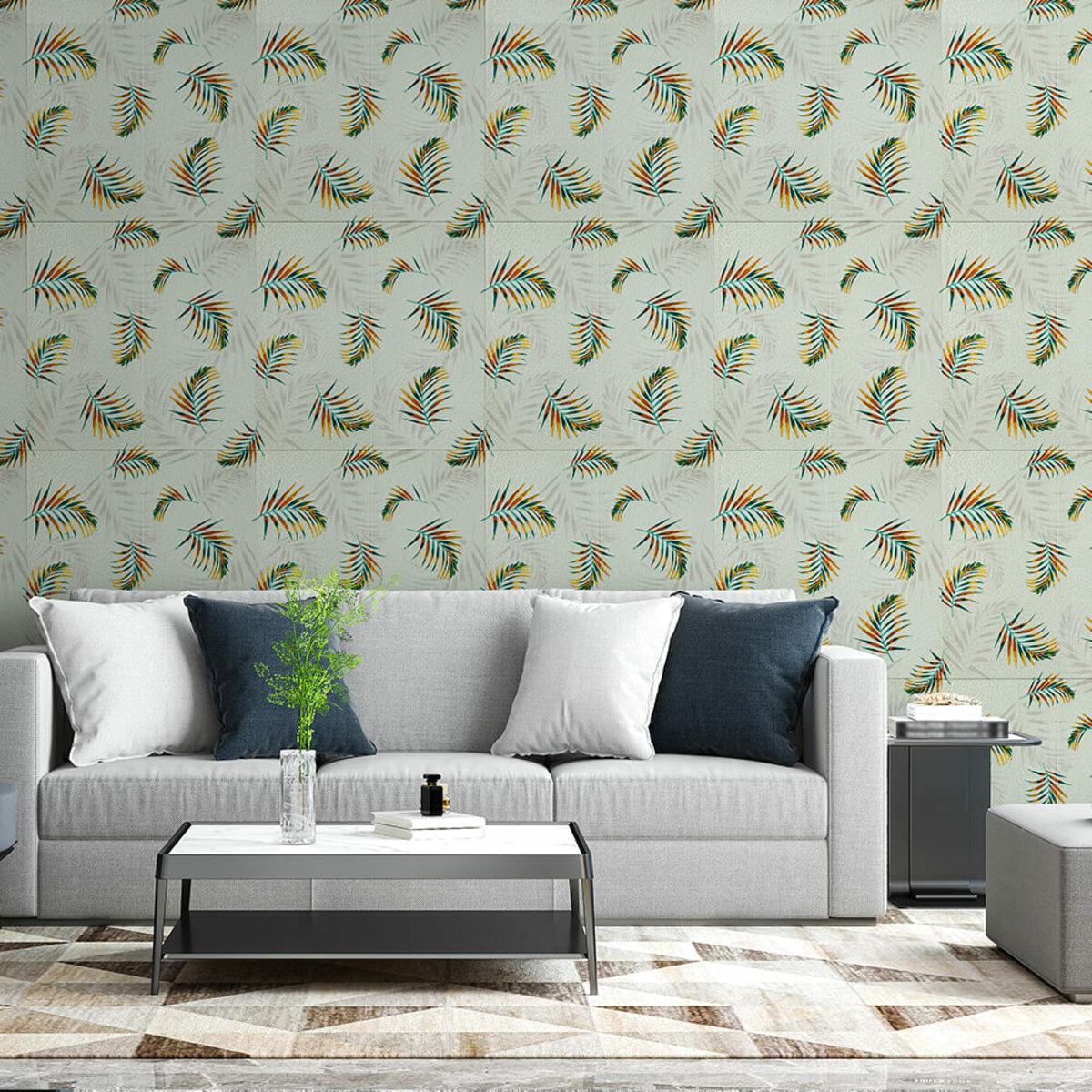 3D панель папоротник бежевый в интерьере — самоклеящиеся 3D панели для стен