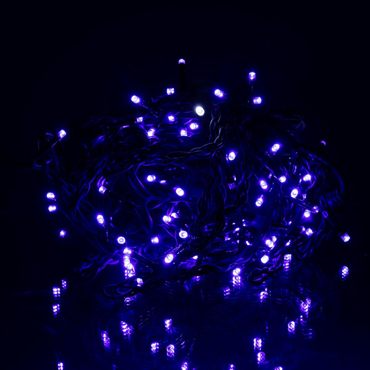 синяя светодиодная гирлянда бахрома 6 м крупный план LED