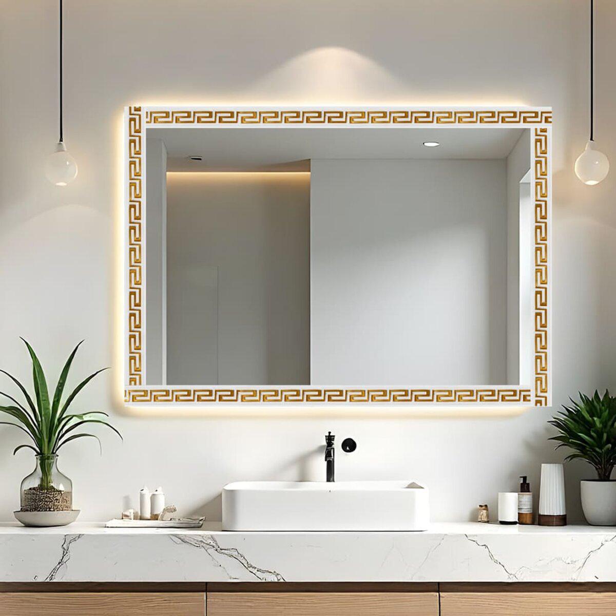 Декоративный самоклеящийся молдинг белый с золотым узором для зеркал и стен 3000х50х6 мм