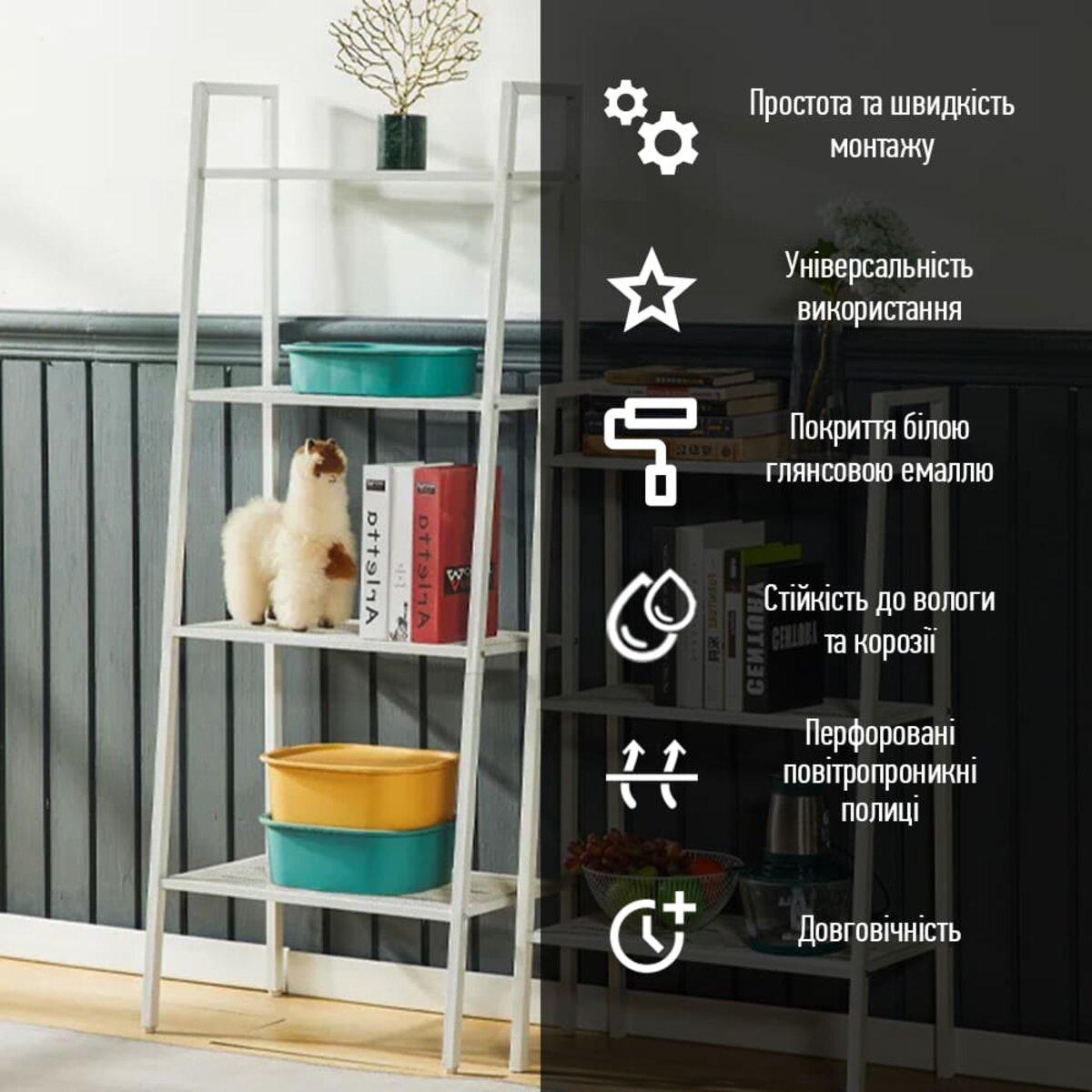 этажерка узкая белая в интерьере металлический стеллаж для дома 60х33х110 см