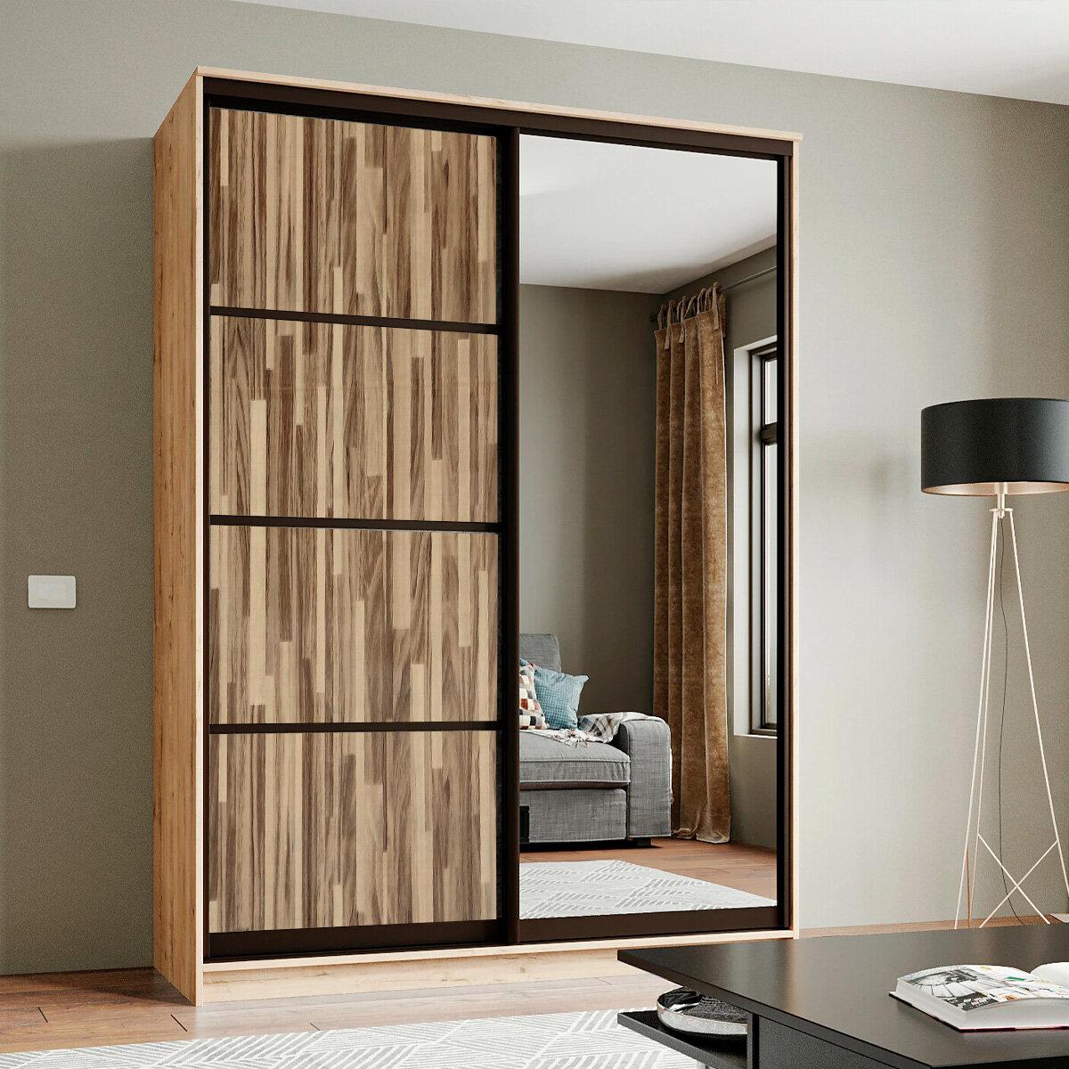 Интерьерное применение самоклеящейся пленки желтое дерево на дверях и шкафах