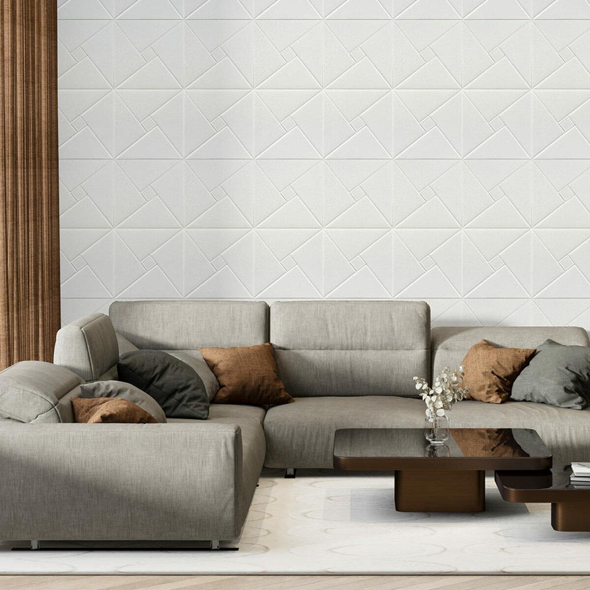 панель 3D оригами в интерьере — самоклеящаяся потолочно-стеновая панель 680x670