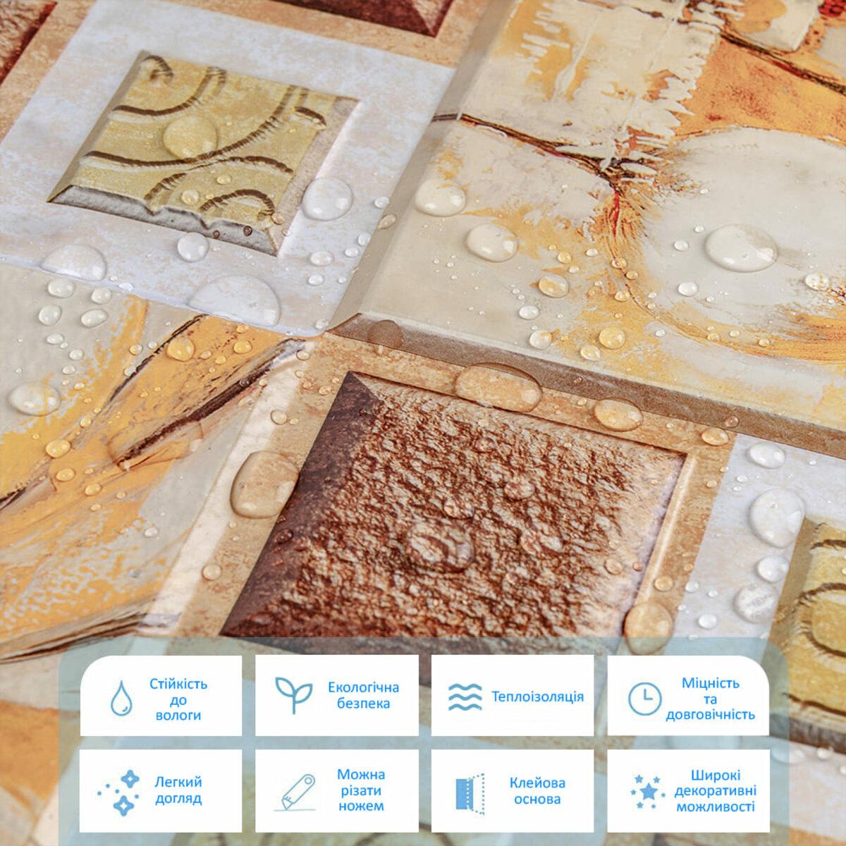 Крупный план влагостойкой текстуры плитки — декоративная ПВХ панель с полиуретановым покрытием