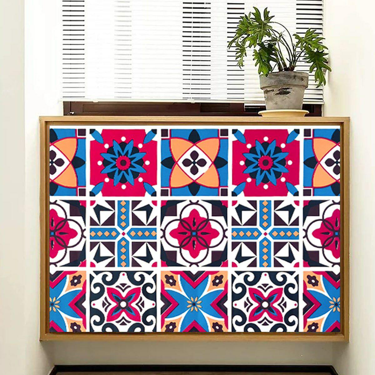 Декоративная самоклеящаяся пленка для мебели — бордовая мозаика на фасаде шкафа, 0.45х10м