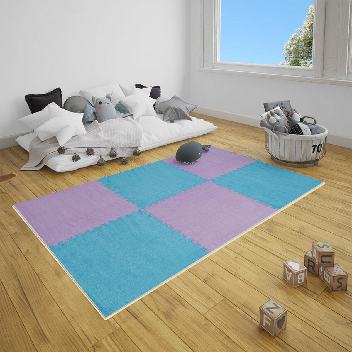 мягкое модульное покрытие для детской 600х600, плюшевый пазл в интерьере