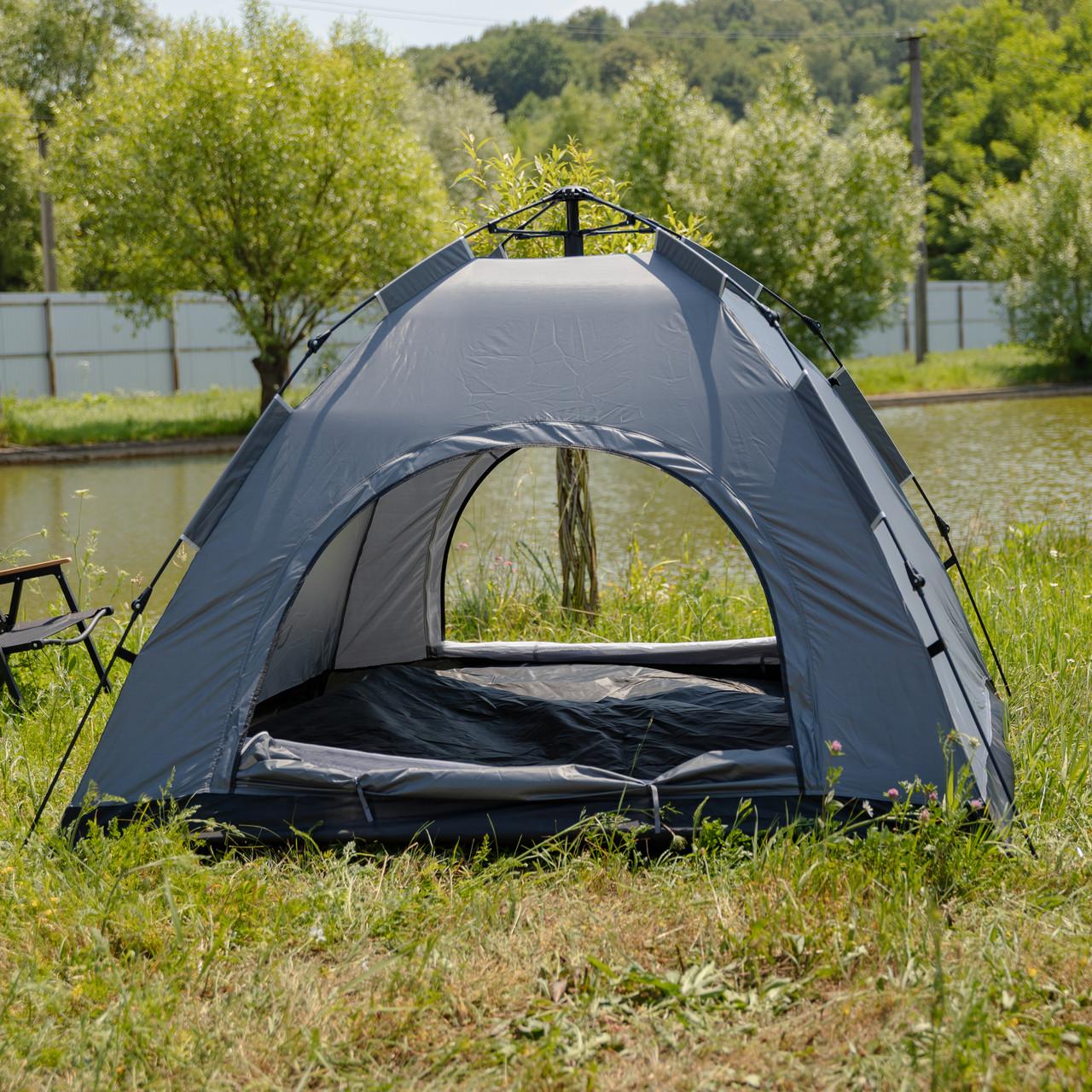 Автоматическая туристическая палатка 2 на 2 метра с оксфорд материалом и фиберглассовым каркасом