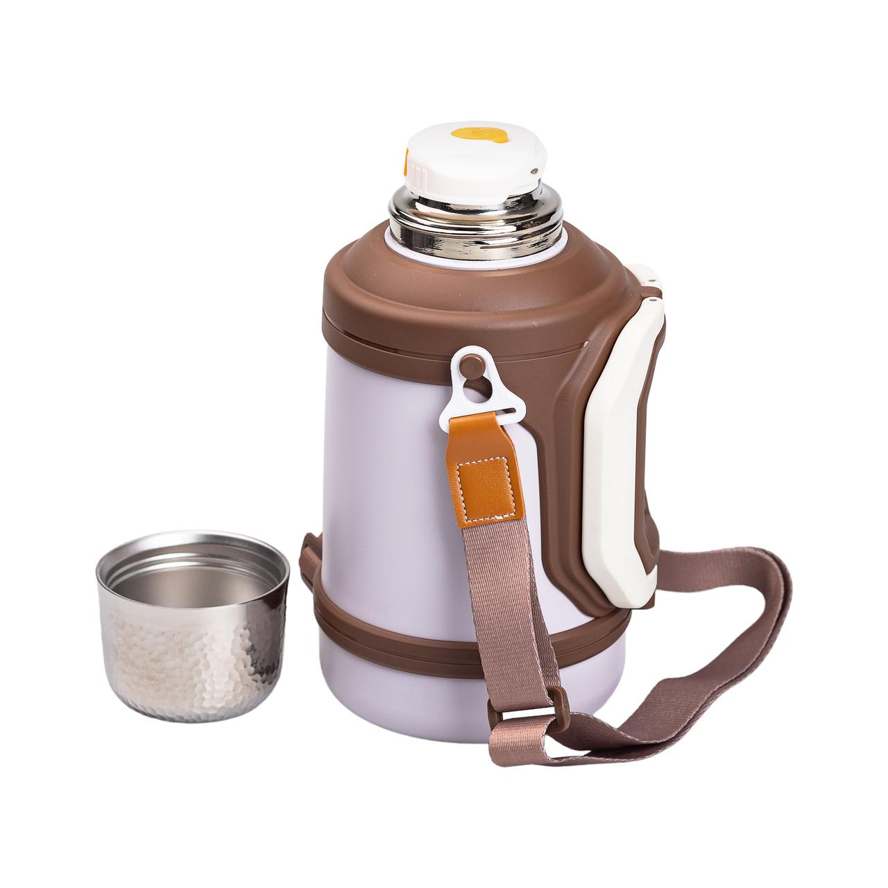 Питьевой термос 1.5 л с открытой крышкой и стаканом — вакуумный термос для активного отдыха