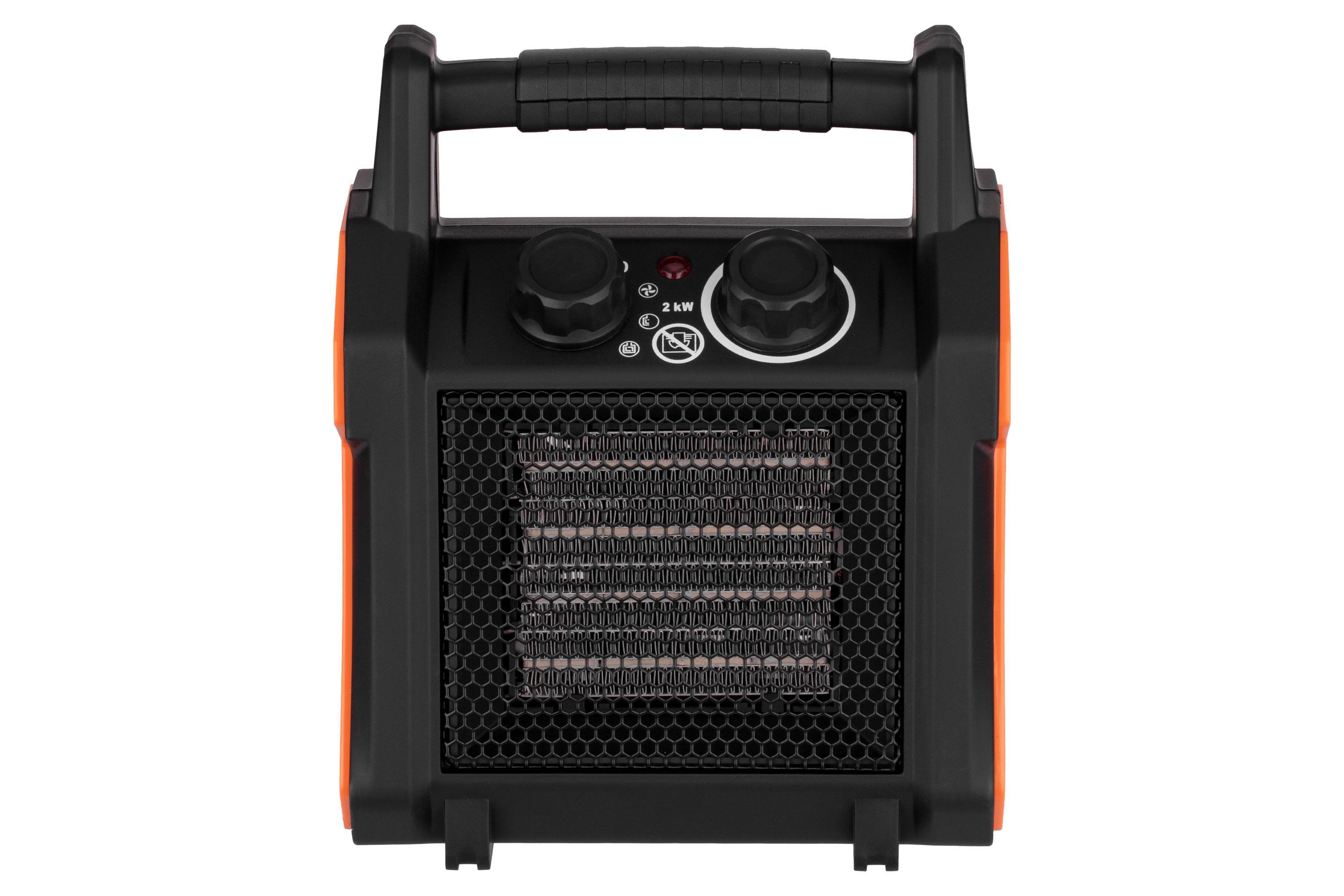 Крупный план панели управления тепловой пушки — термостат и регулировка мощности для тихого обогрева