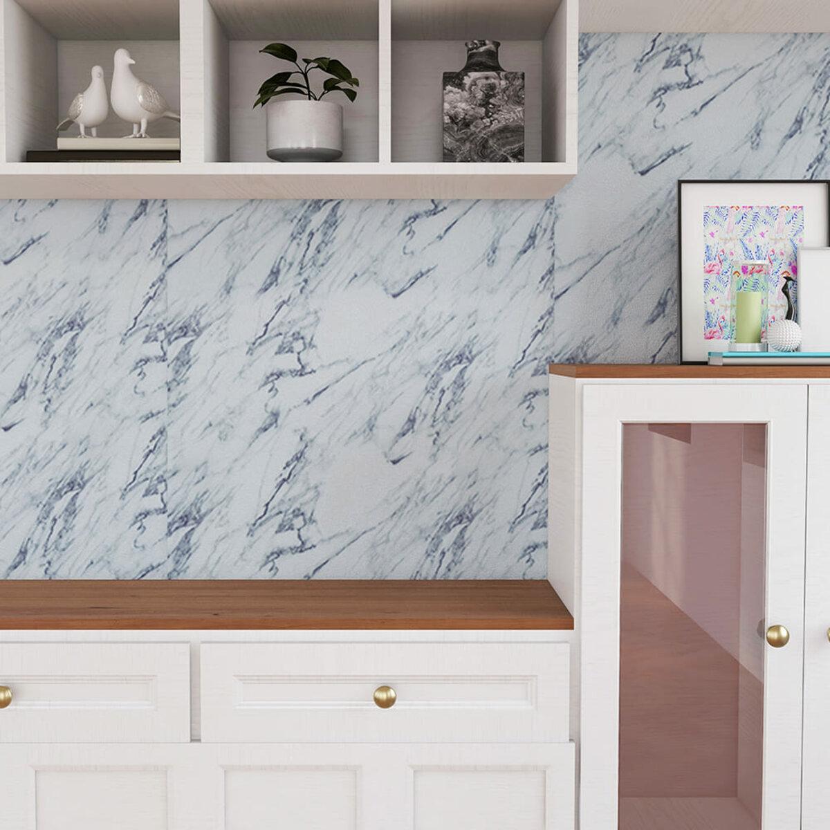 самоклеящаяся ПВХ пленка мраморный рисунок 600х3000 в интерьере