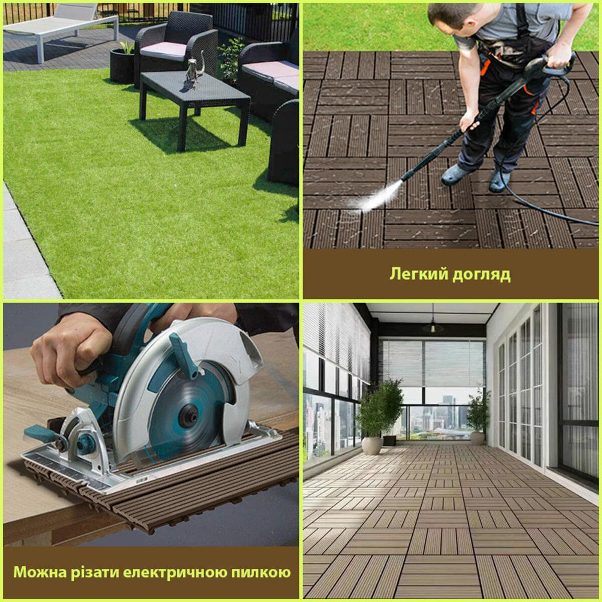 Плитка ДПК для тераси, балкона та зони біля басейну з варіантами використання у просторі відпочинку