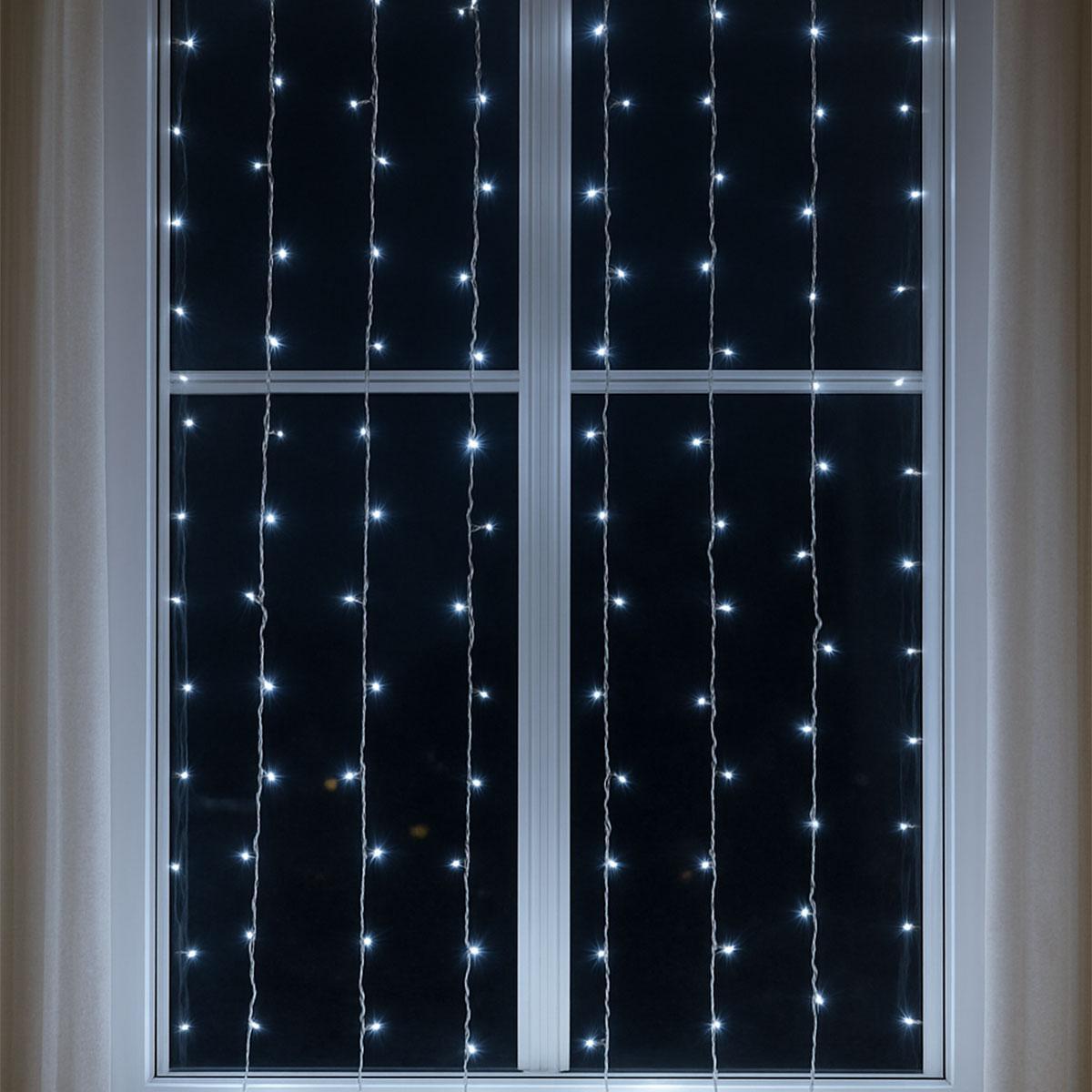 штора светодиодная для окна 2x2 м белое свечение 80 LED