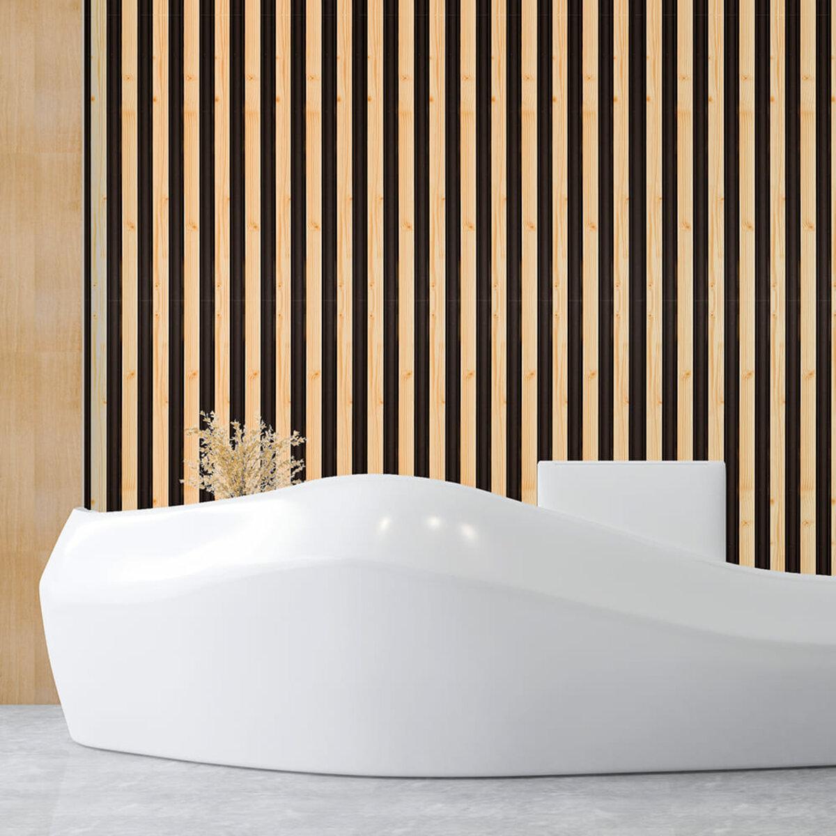 Декоративная стеновая рейка сосна в интерьере — панель 120х2900 мм