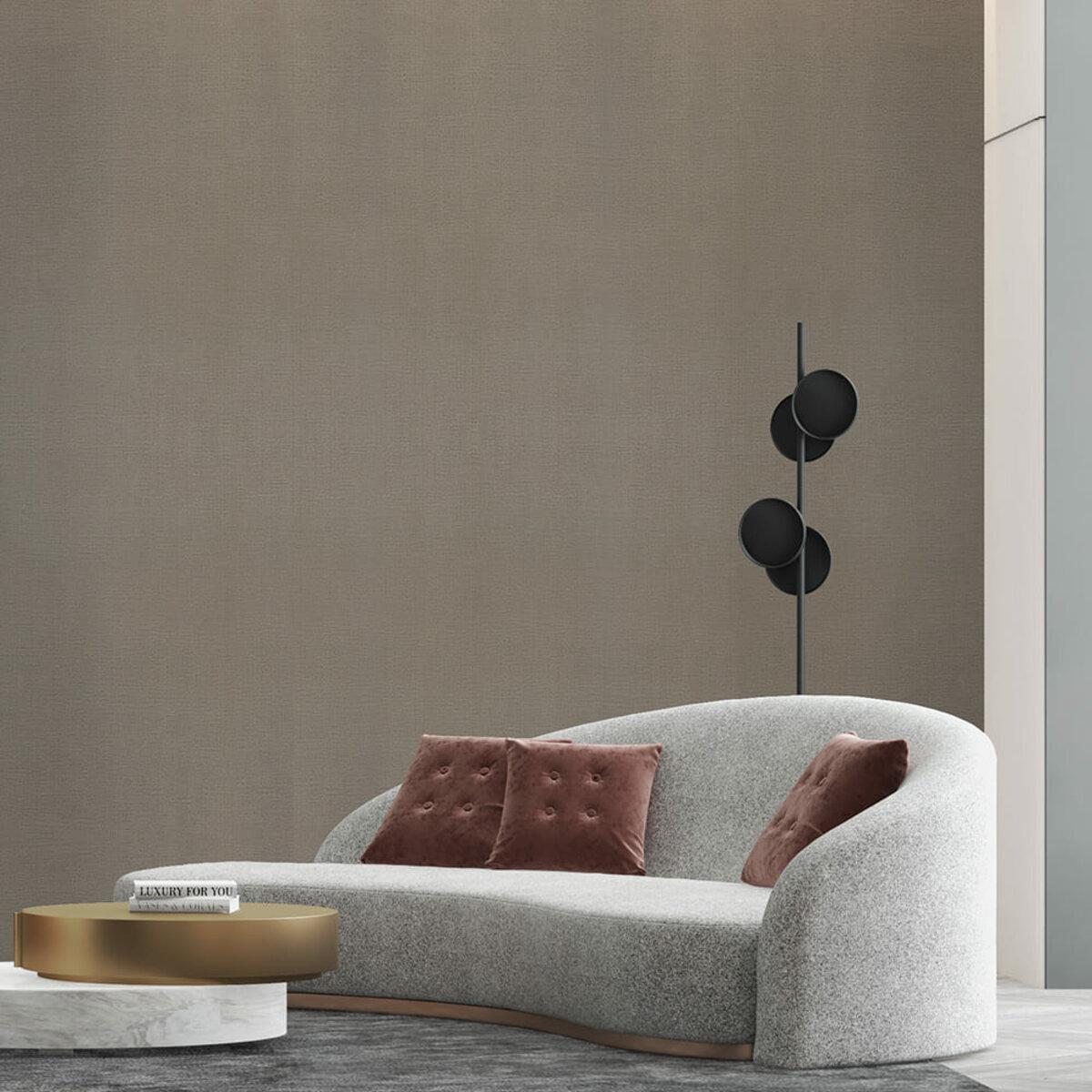 виниловая рулонная плитка светло-коричневый лён в интерьере 600x3000 мм