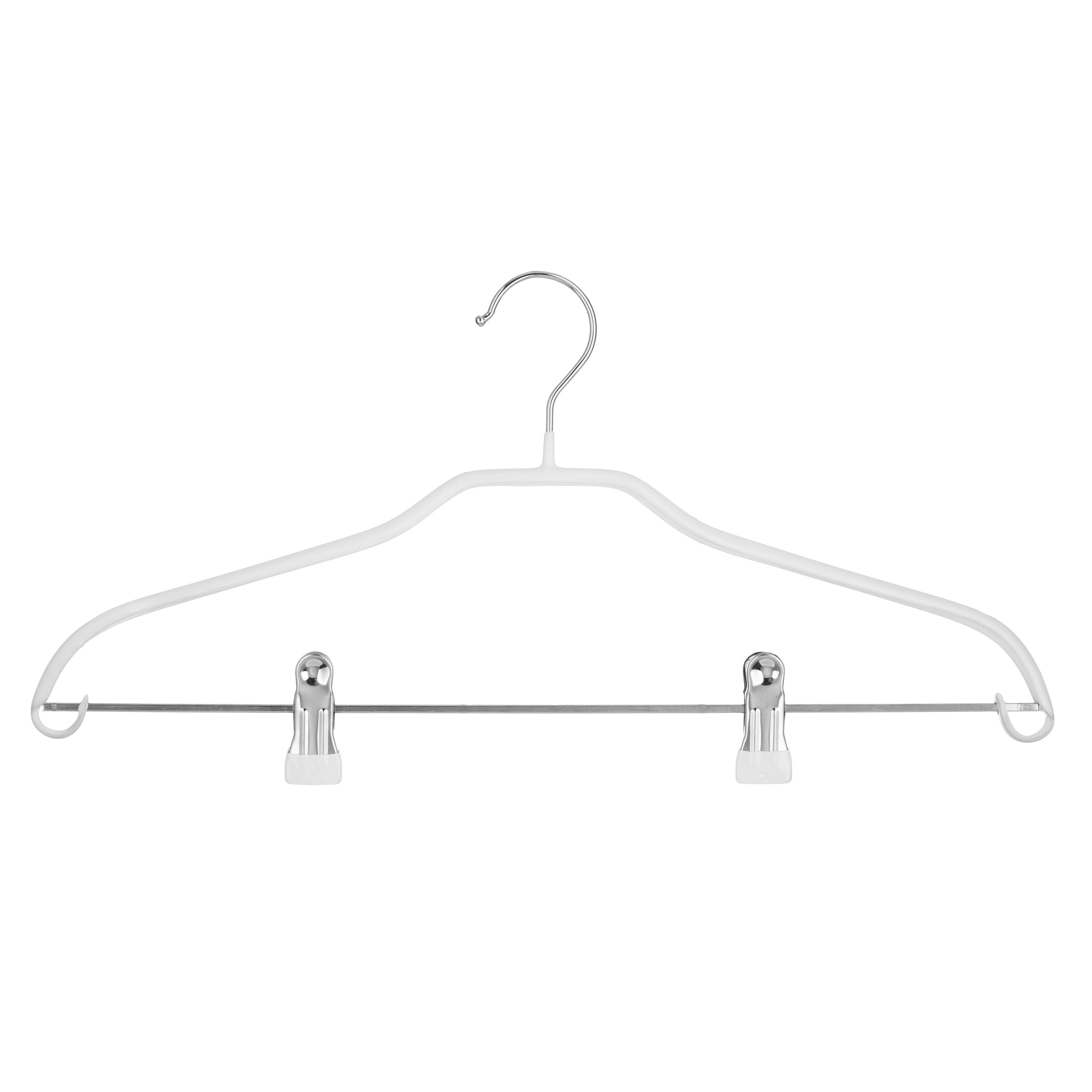 Удобные белые вешалки с прищепками из металла и ПВХ для аккуратного хранения одежды