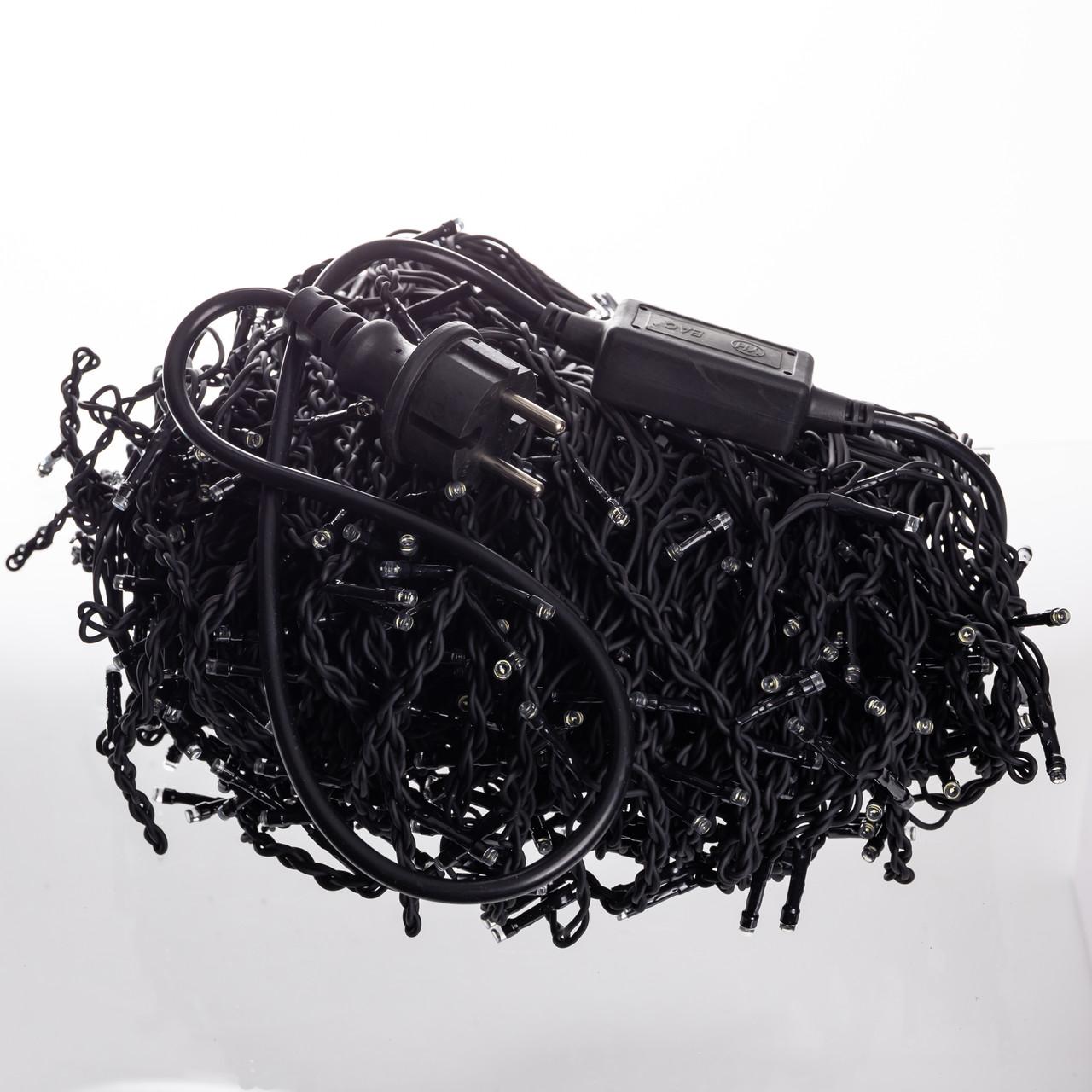 чёрный провод гирлянда бахрома 600 LED подключение питание IP44