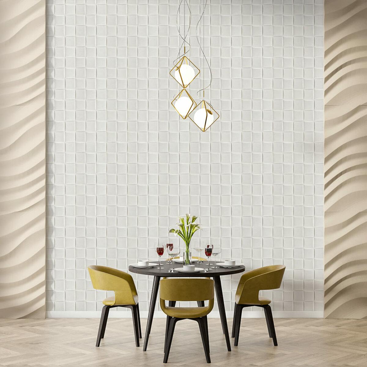 Декоративная 3D панель плетение 700x700 в интерьере — самоклеящаяся панель для стен