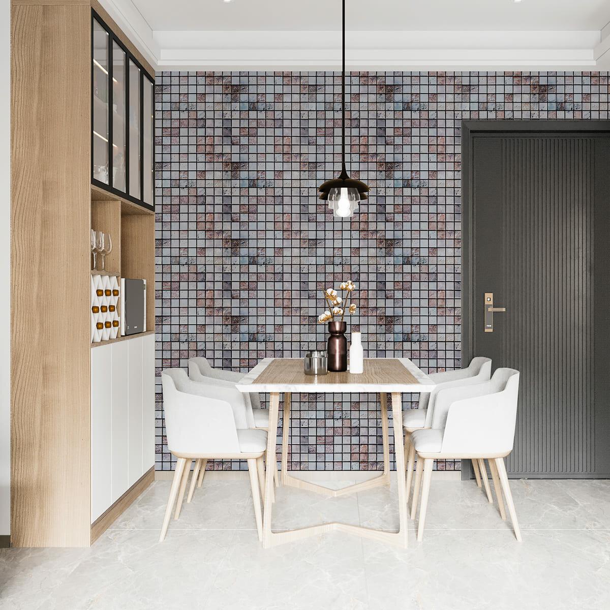 Крупный план ПВХ панель мозаика влагостойкая поверхность с каплями воды