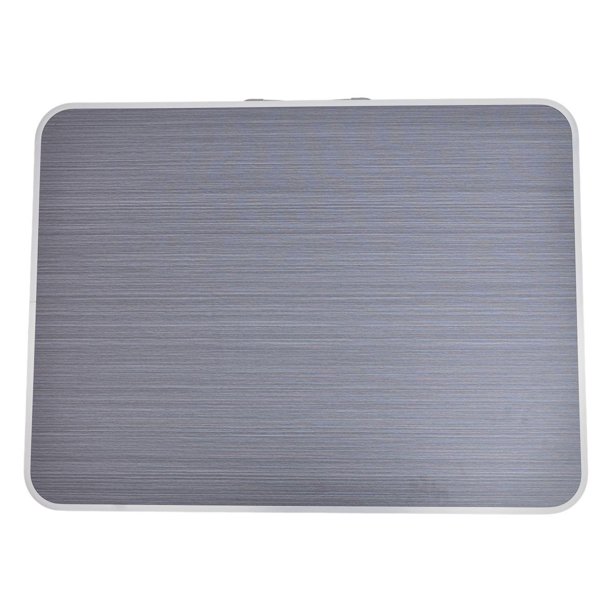 компактный туристический складной стол — крупный план столешницы МДФ серого цвета 80х60 см