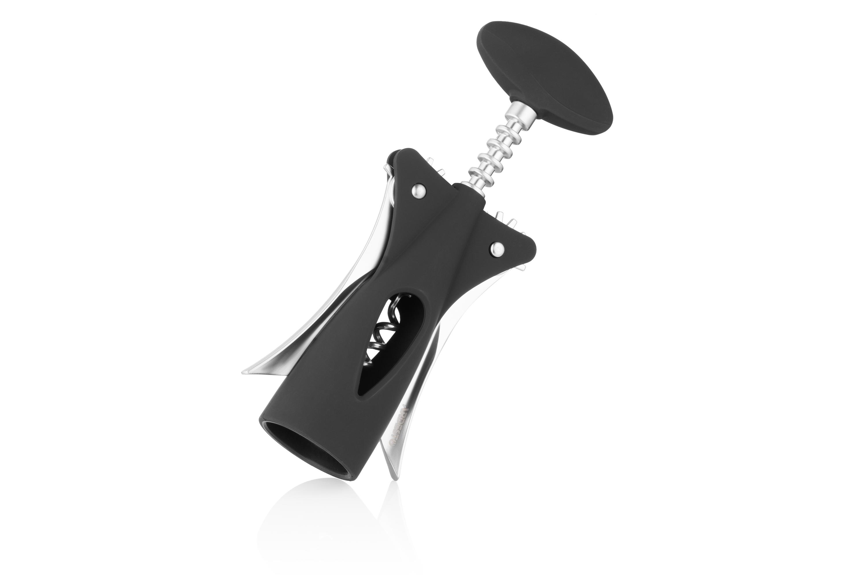 Черный рычажный штопор для вина, штопор-бабочка с винтовой спиралью, 19.5 см