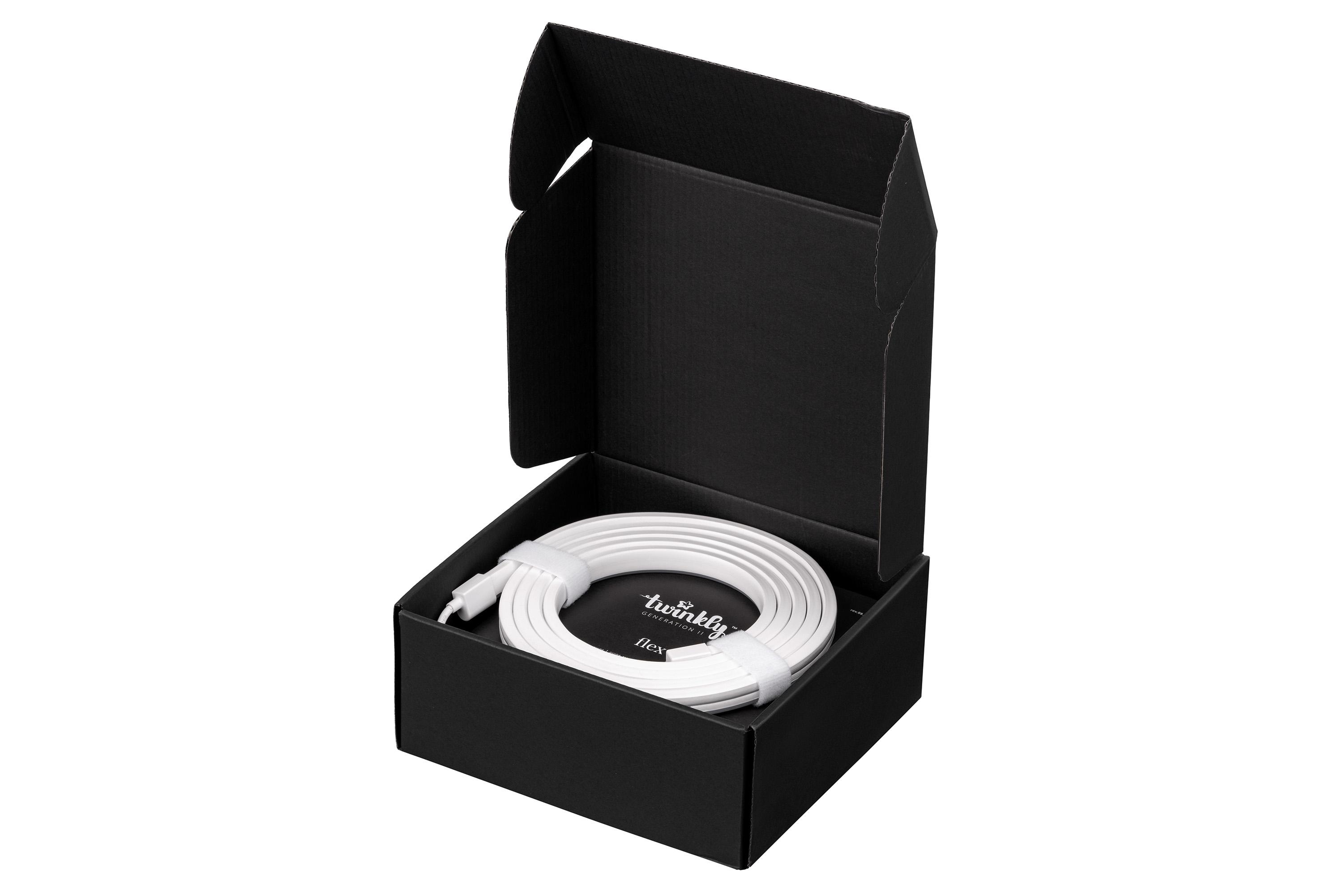 Twinkly Flex RGB 2м с белым кабелем — катушка в упаковке и контроллер, гибкая RGB светящаяся трубка