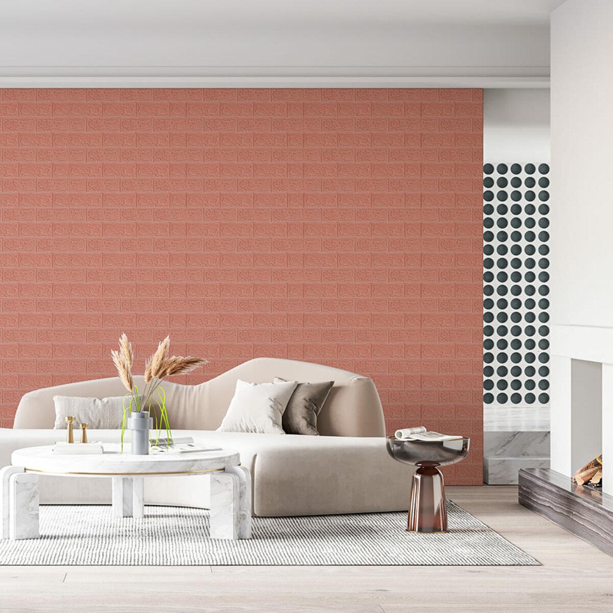 декоративная стеновая панель под кирпич в интерьере — рулонная 3D панель 3080x700x3 мм