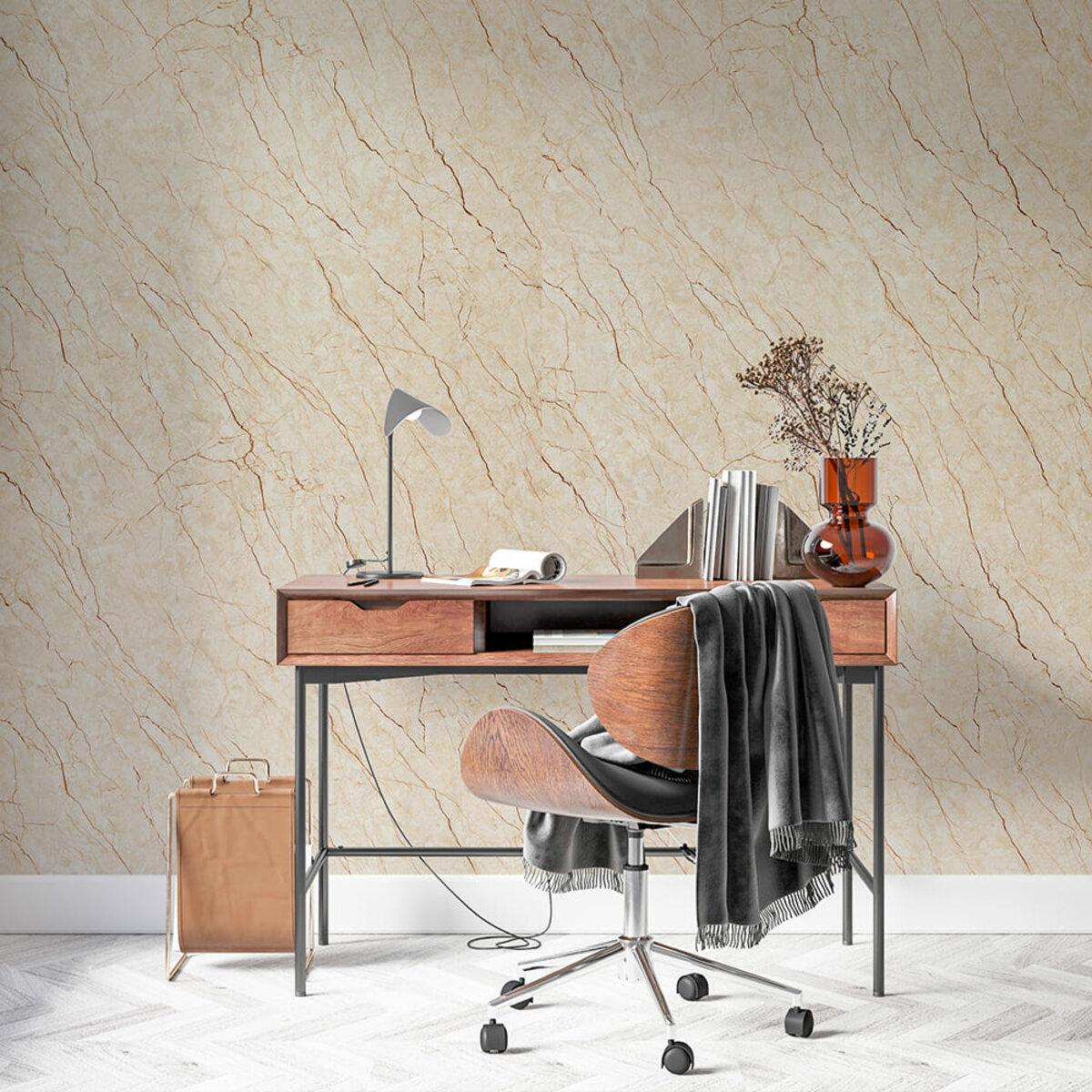 Текстура светло-бежевого мрамора ПВХ плиты, влагостойкая декоративная панель для стен