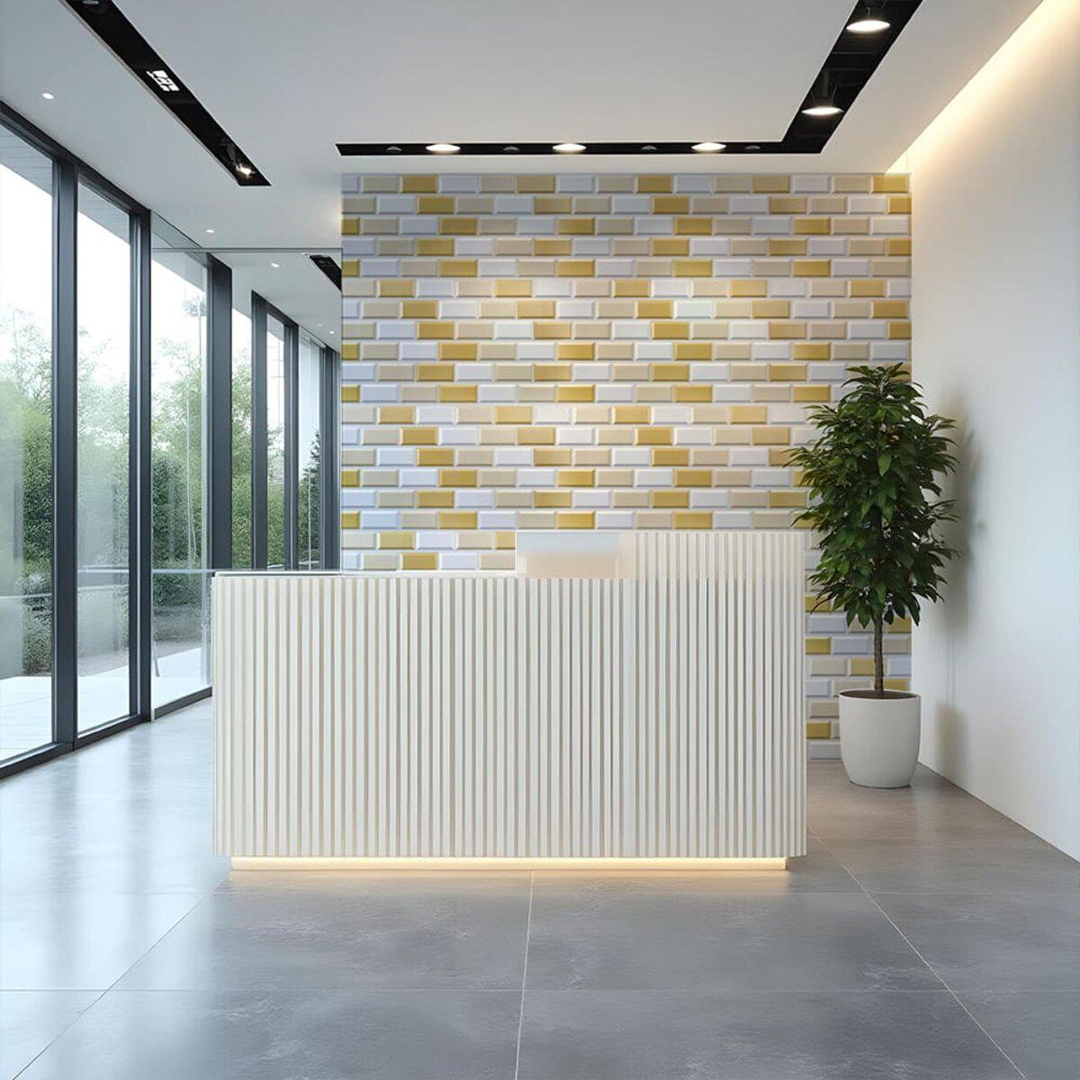 панели пвх для внутренней отделки бело-бежевый кирпич в интерьере 960x480