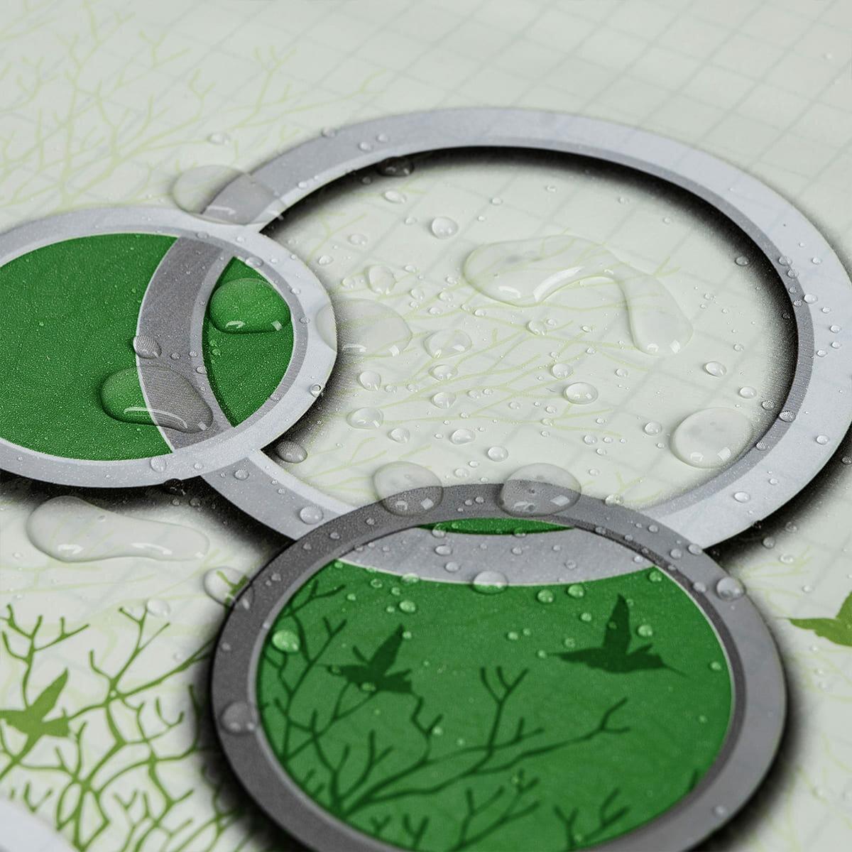 ПВХ самоклеящаяся декоративная пленка 0.45х10м с рисунком зеленые деревья - рулон и обратная бумажная основа