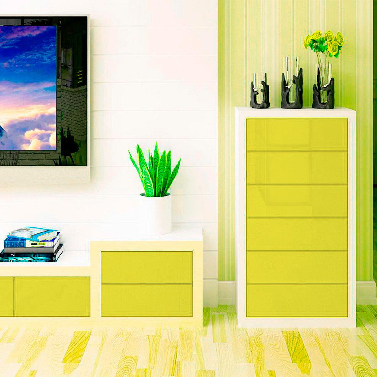 Желтая самоклеящаяся пленка в интерьере — пленка для мебели самоклейка