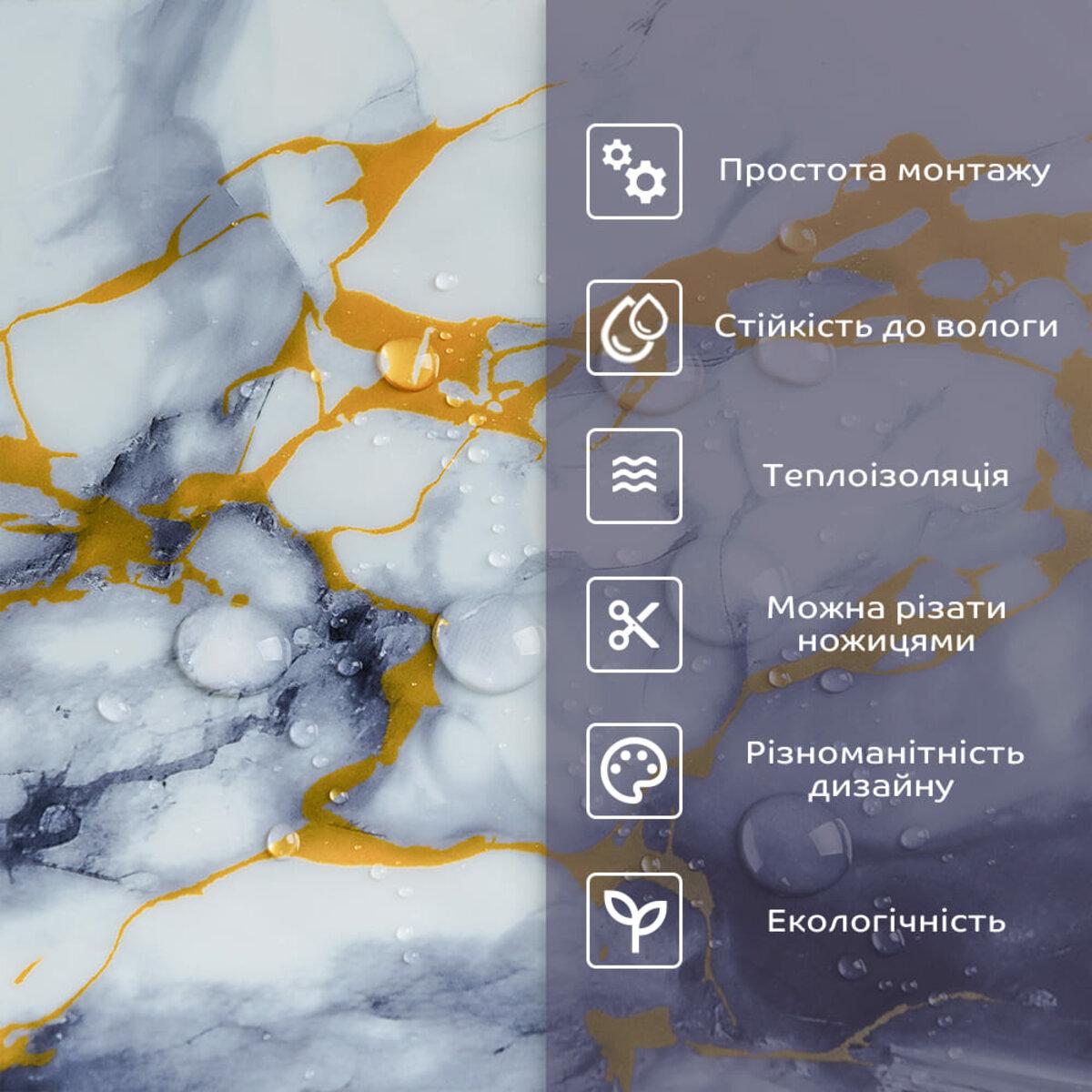 Самоклеюча стінова PET плитка під мармур в інтер’єрі ванної кімнати