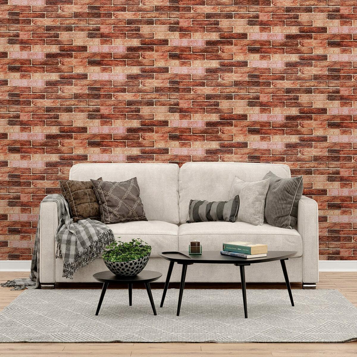 самоклеящаяся 3D панель Екатеринославский кирпич в интерьере — декоративные стеновые панели под кирпич