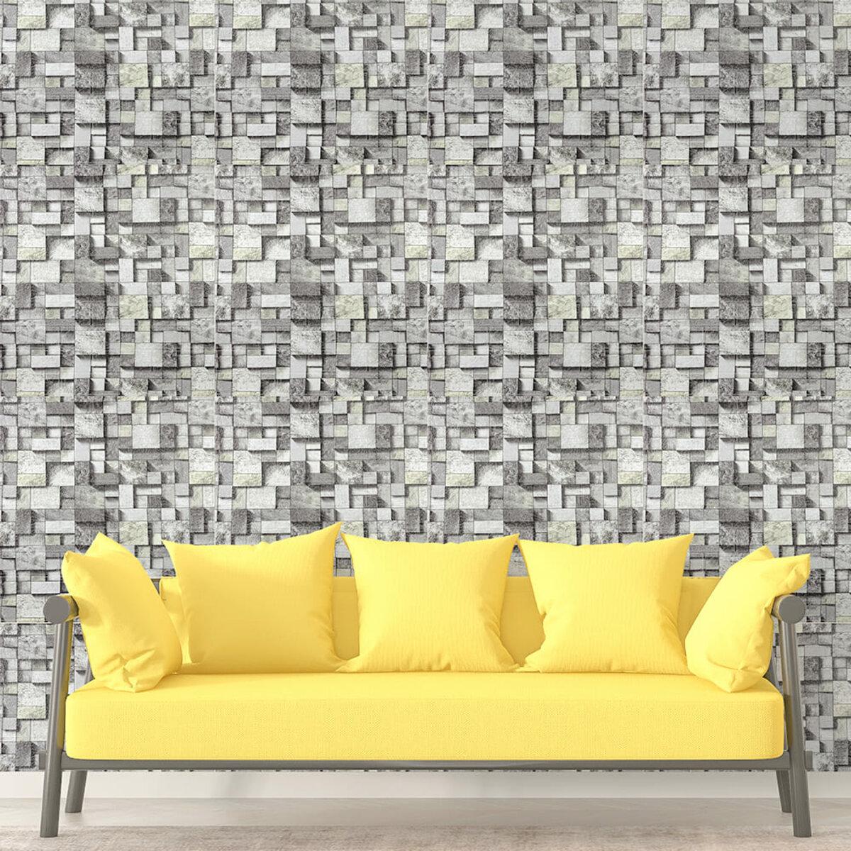 Самоклеюча 3D стінова панель «Графітовий кубік» у збільшеному фрагменті з показом структури та переваг