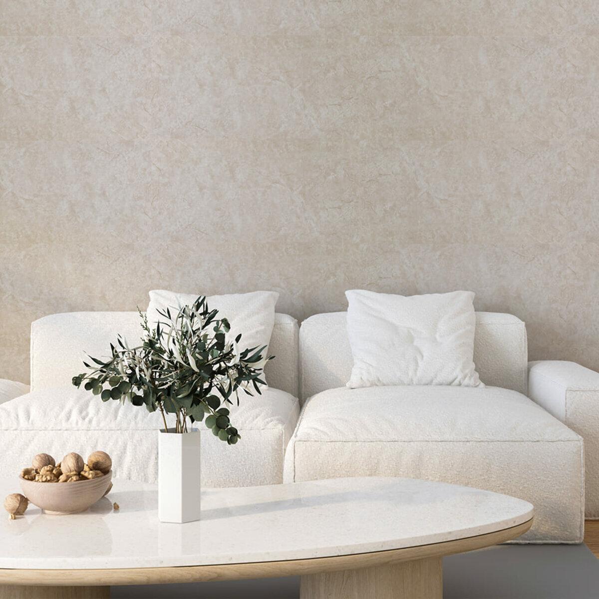 Интерьер с самоклеящейся стеновой плиткой 600x300 мм - имитация камня, влагостойкая тонкая панель 2 мм