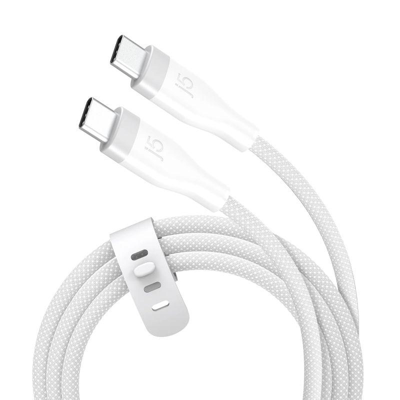 Кабель j5create USB-C тато USB-C тато в білій поліестеровій оплітці зі стяжкою