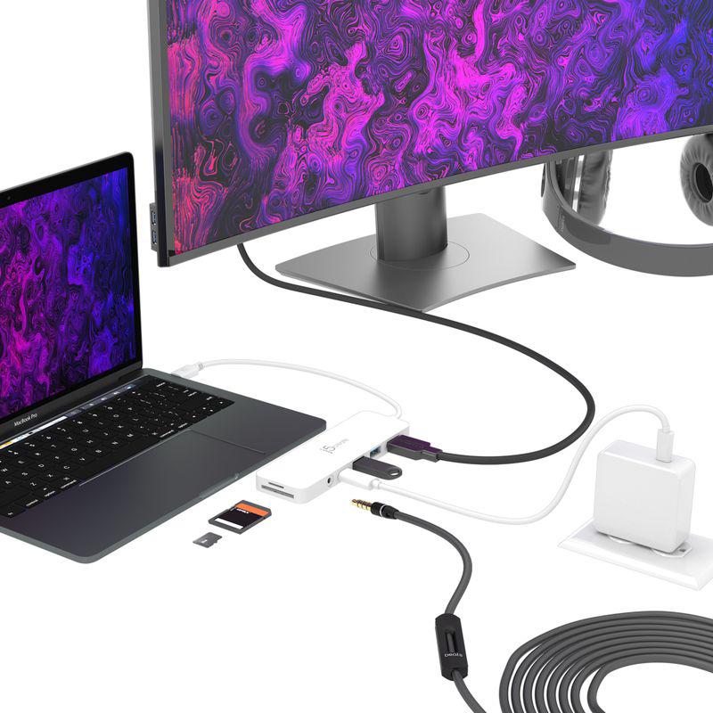 USB-C мультиадаптер J5create JCD373-N з HDMI, USB 3.1 та Power Delivery для підключення ноутбука до монітора