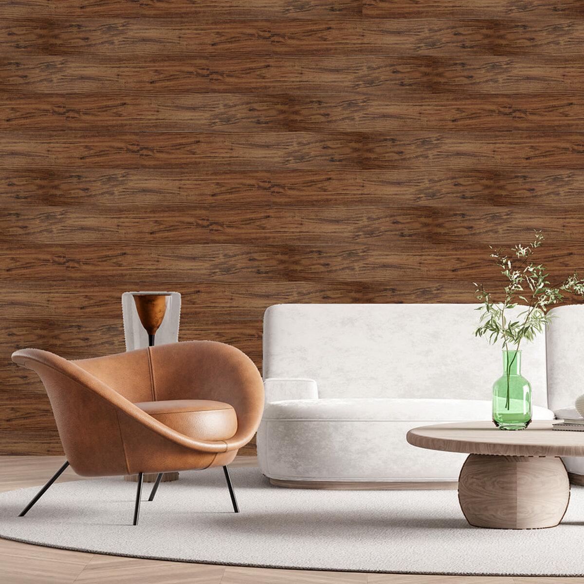 виниловая плитка под ламинат темное дерево в интерьере — укладка на пол, реалистичный рисунок дерева