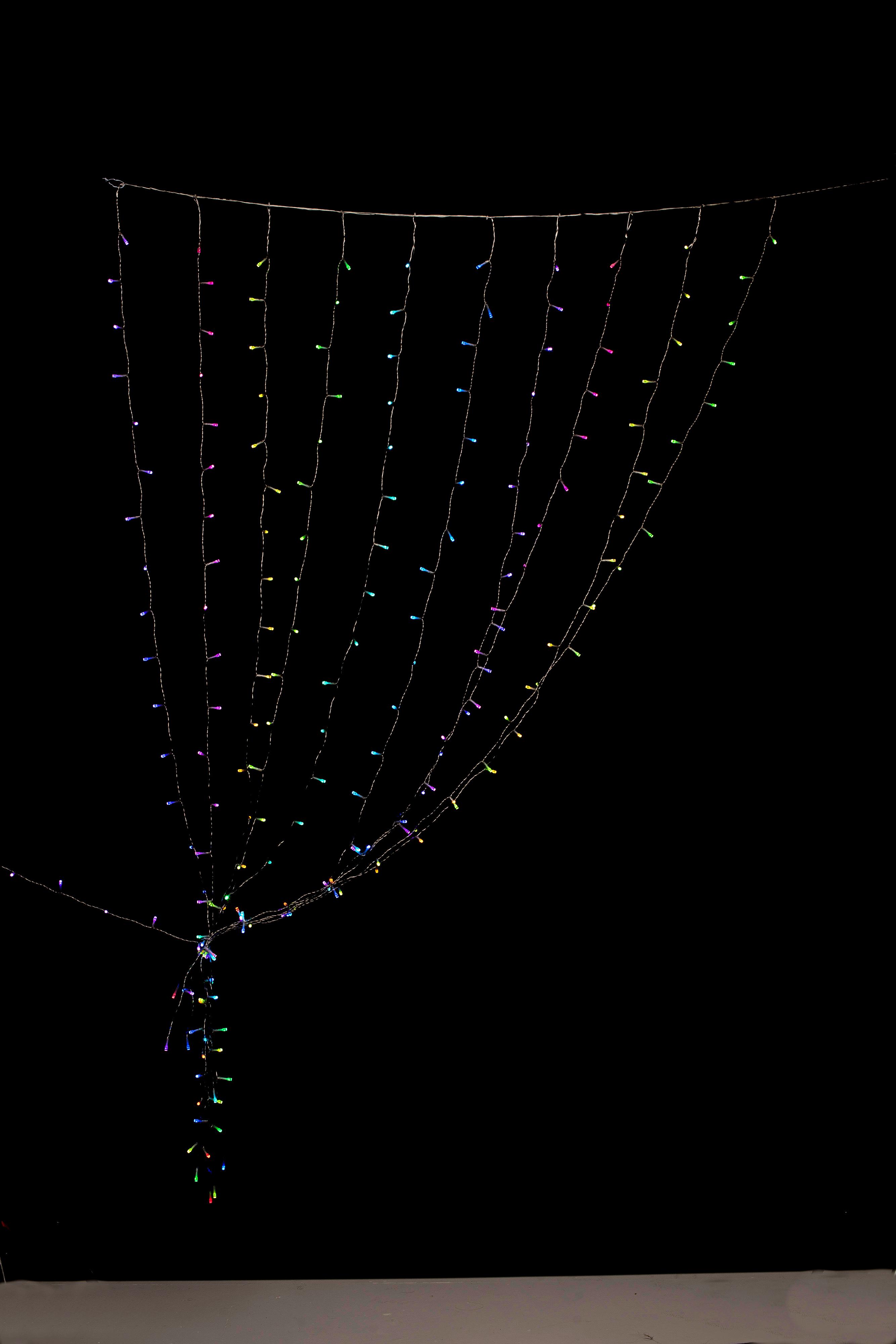 Световая штора 1.45x2.1 м RGBW адресная гирлянда — вертикальные светодиодные нити с прозрачным кабелем