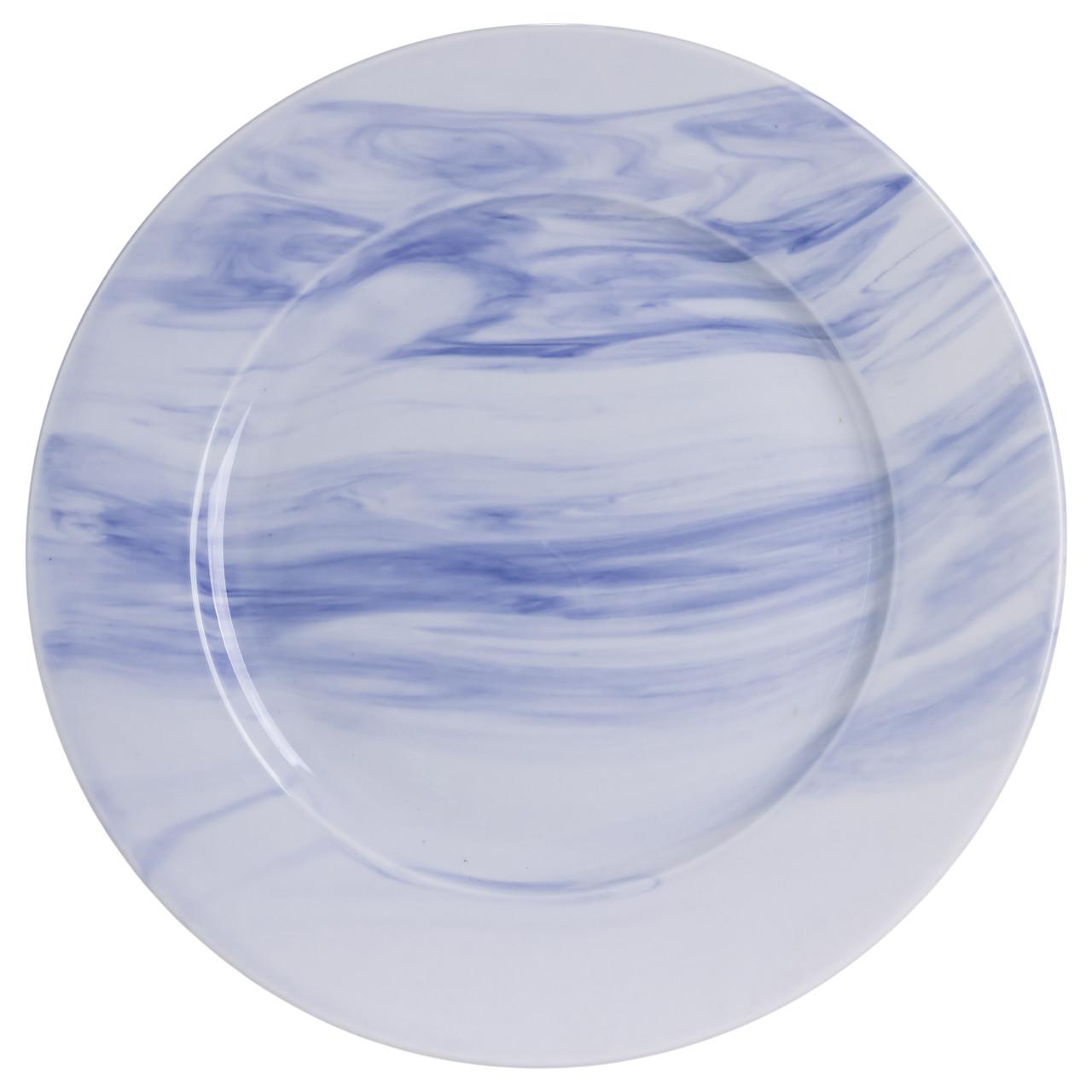 Фарфорова тарілка Marble Clara зі синім мармуровим візерунком, вигляд зверху