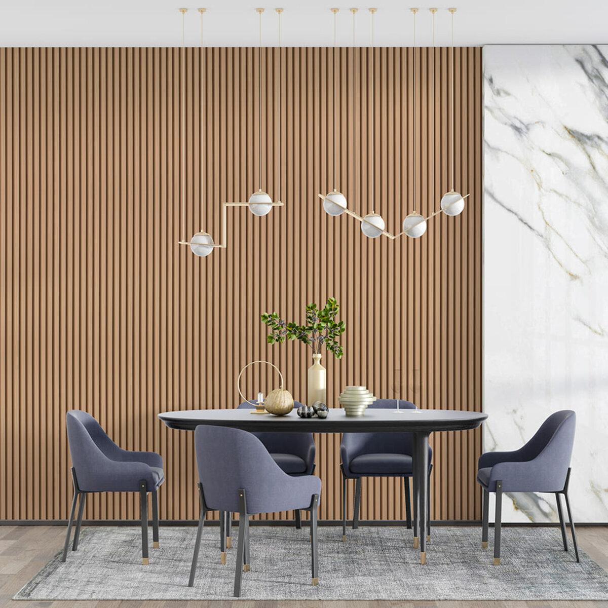 Декоративные WPC рейки для стен - интерьерная отделка стен дубовыми реечными панелями