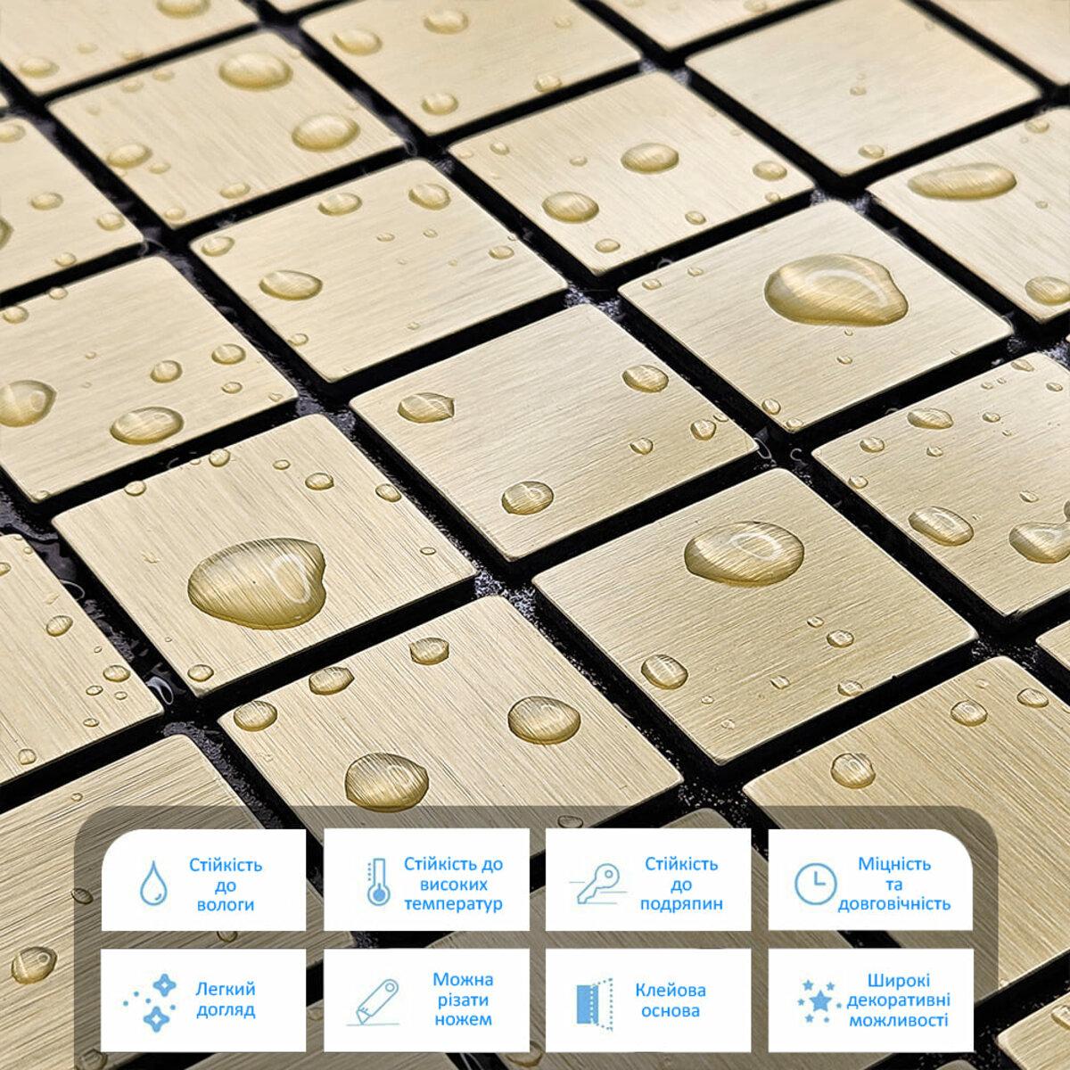 влагостойкая декоративная плитка 300x300 крупный план с каплями воды, самоклеящаяся панель