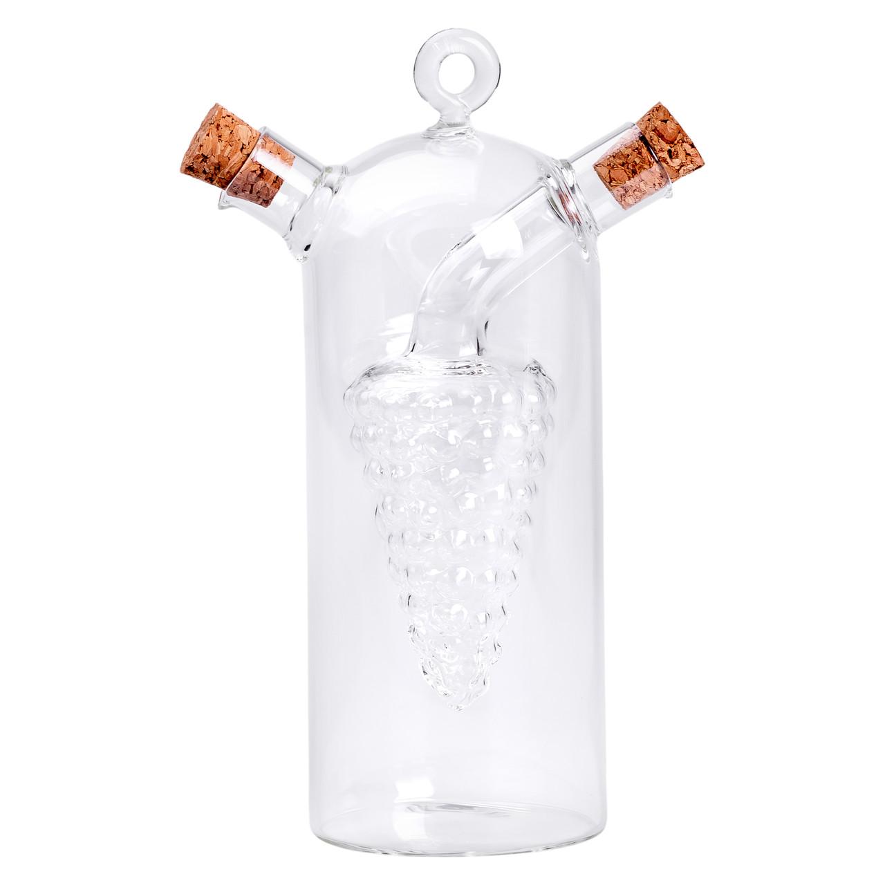 Двойная стеклянная бутылка для масла и уксуса с внутренним резервуаром в форме грозди винограда