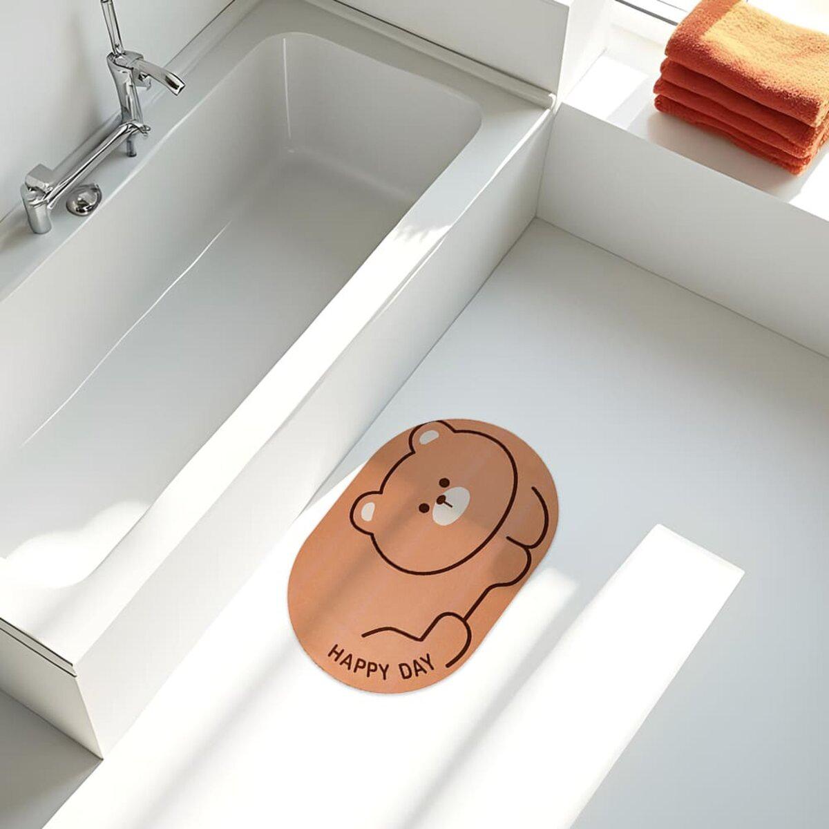 влагопоглощающий коврик для ванной 38x58 см в интерьере — быстрое высыхание и антискользящая основа