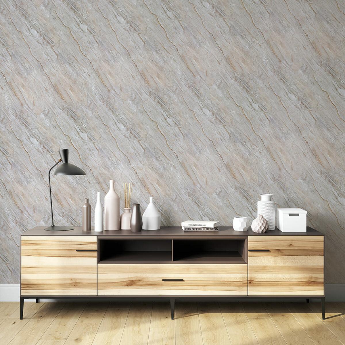 Интерьер с самоклеящейся пленкой под мрамор на стене, влагостойкая пленка для кухни и ванной, оформление комнаты